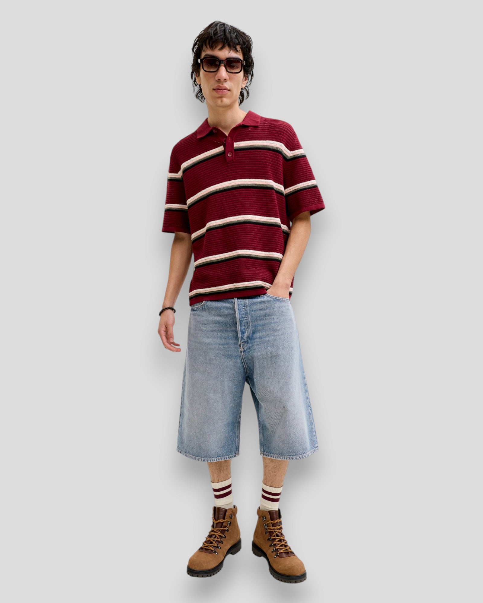 Blue denim Ron Original Shorts SBD 968 SN by Jack & Jones, showcasing casual fit and classic denim texture.