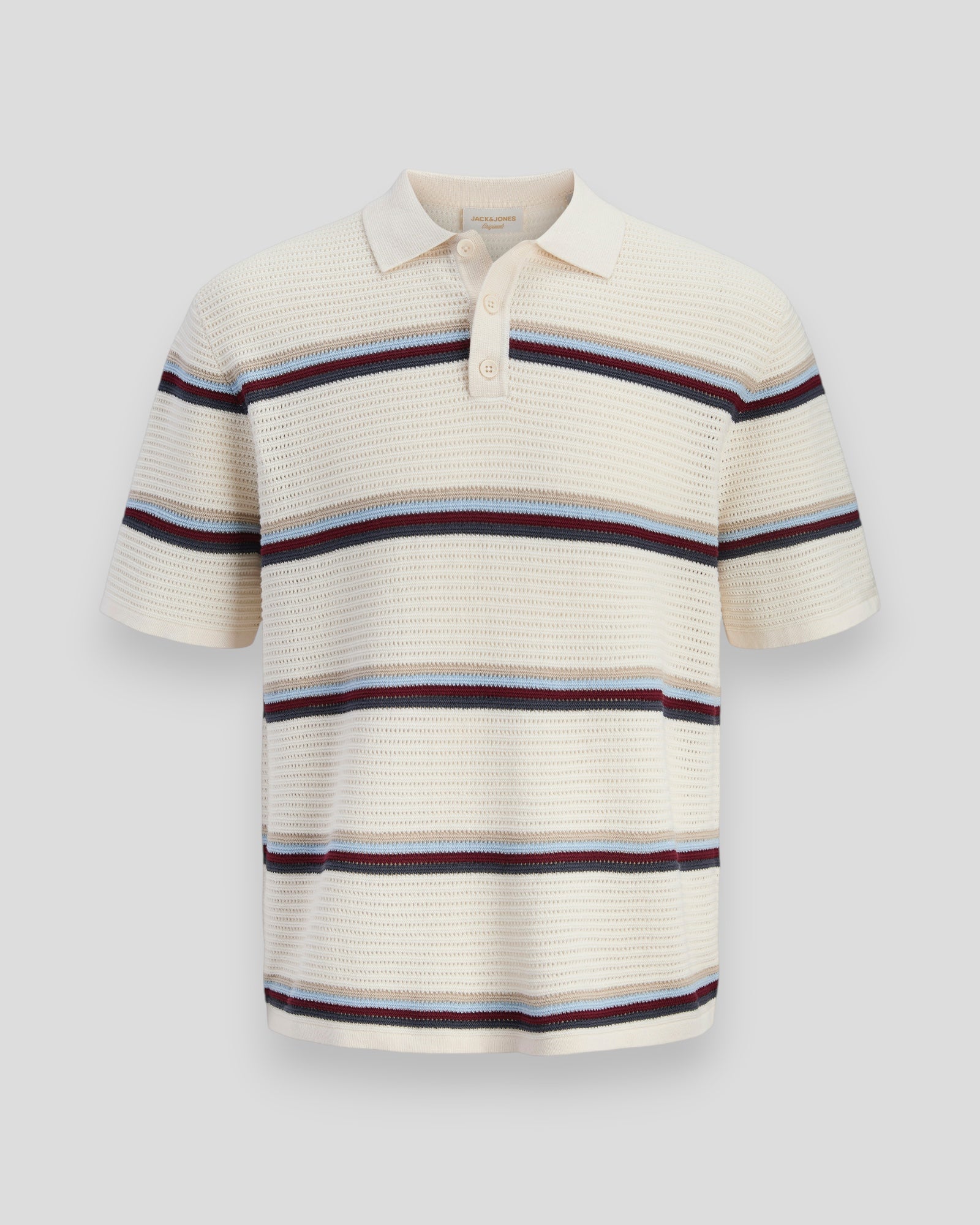Maine Knit Stripe Polo - Sea Salt