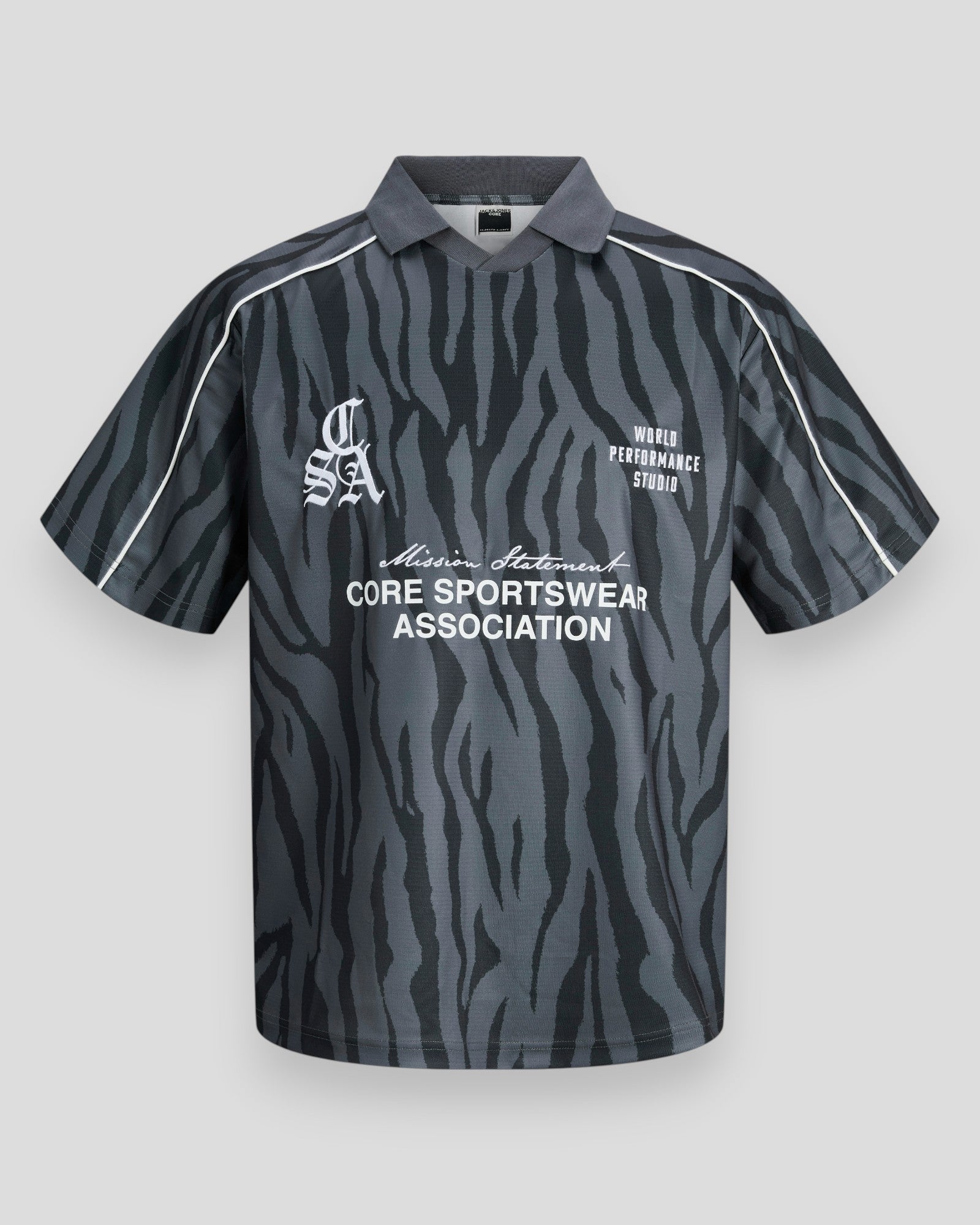 Dust Piping Football Open Collar SS - Black/Zebra