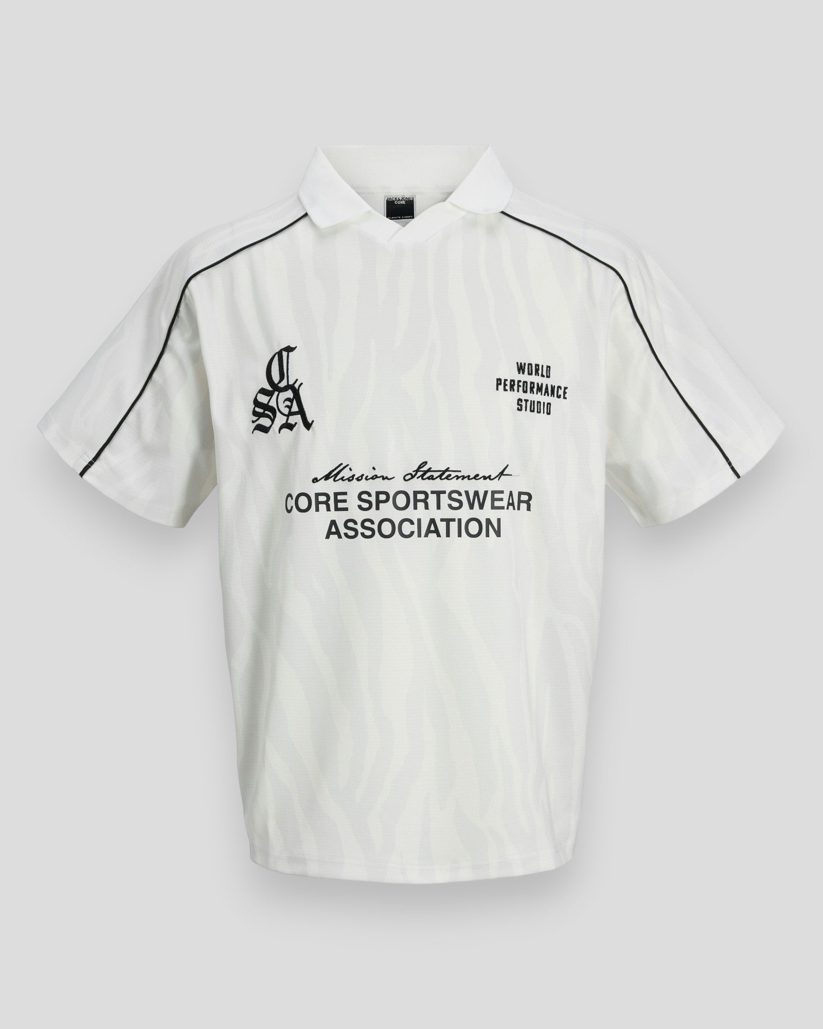 Dust Piping Football Open Collar SS - Bright White/Zebra