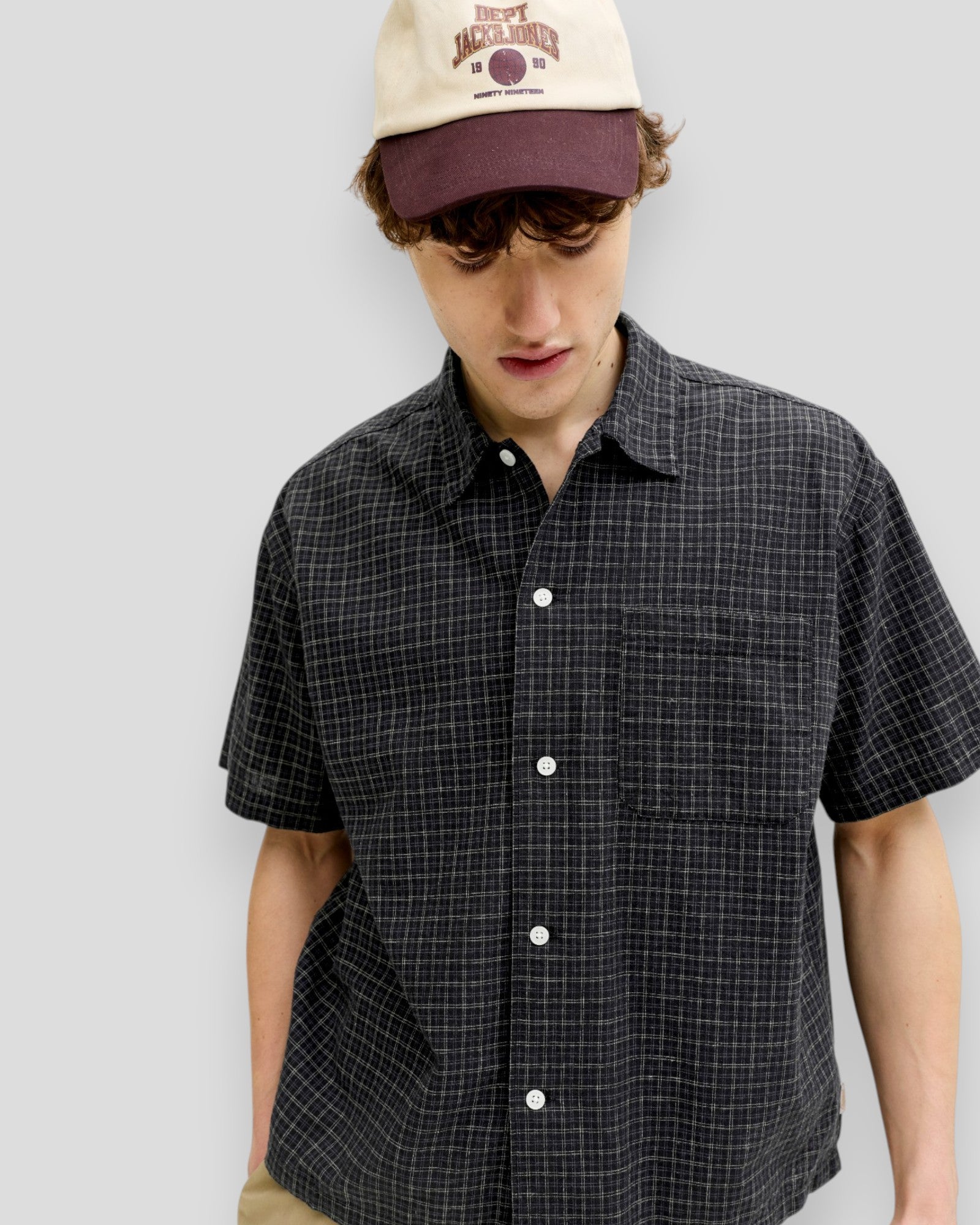 Riveria Linen Blend Shirt SS - Black Checks