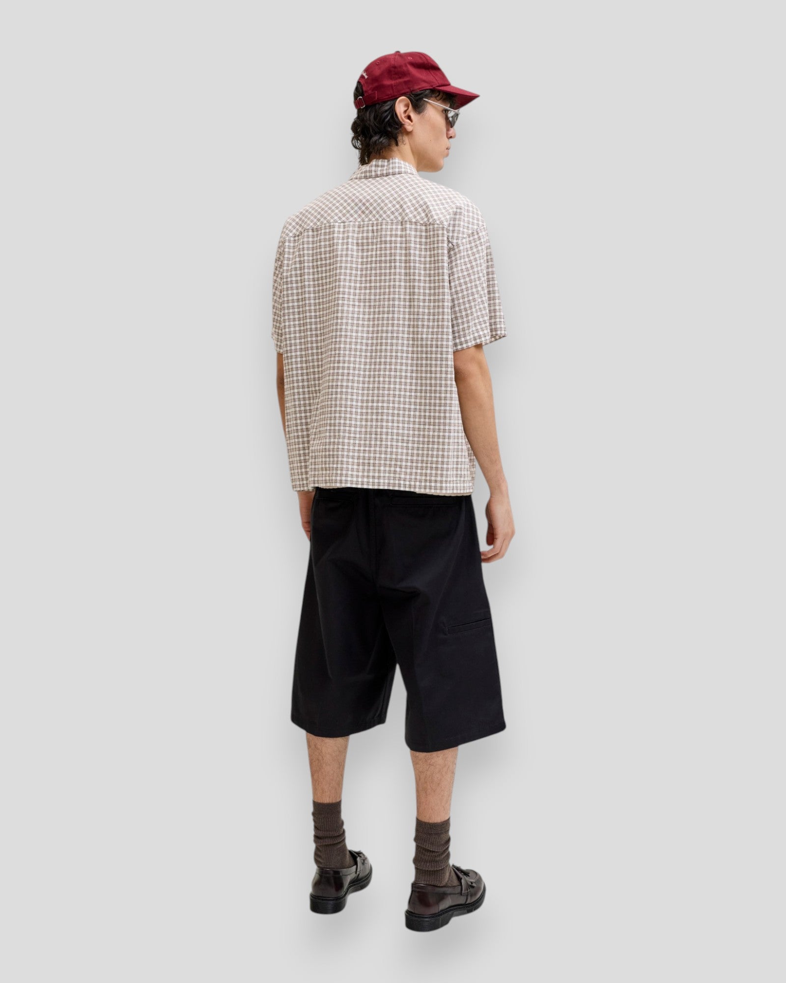 Riveria Linen Blend Shirt SS - Vintage Khaki Checks