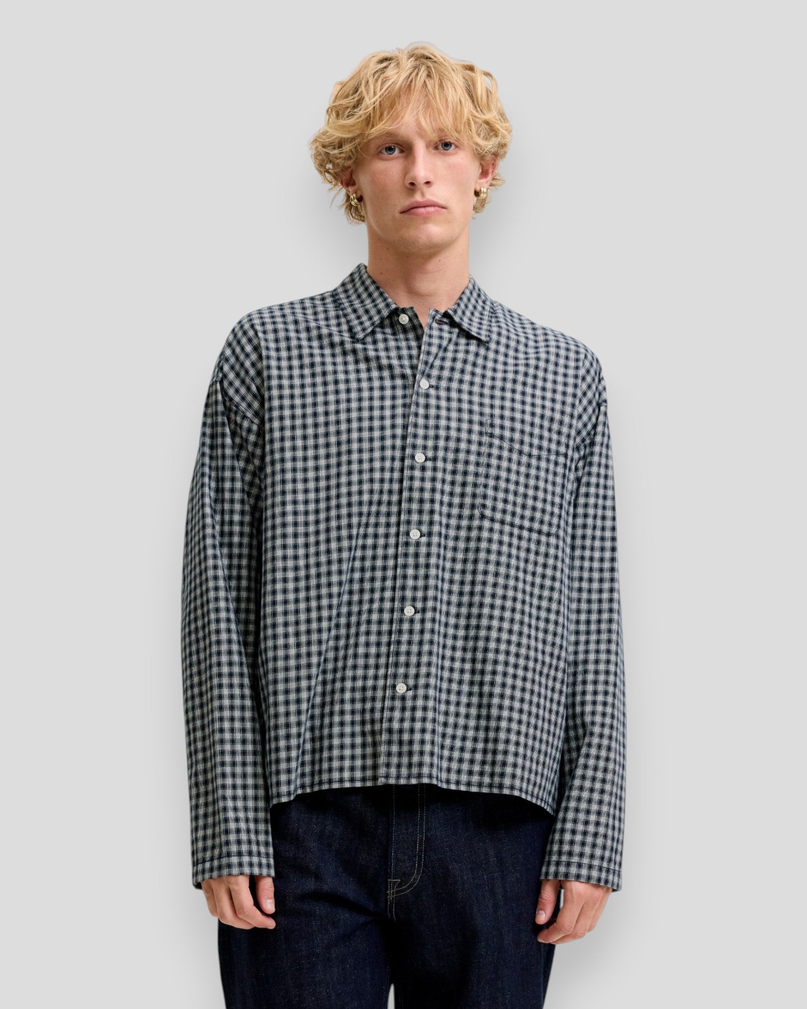 Austin Clean Check Shirt LS - Sky Captain