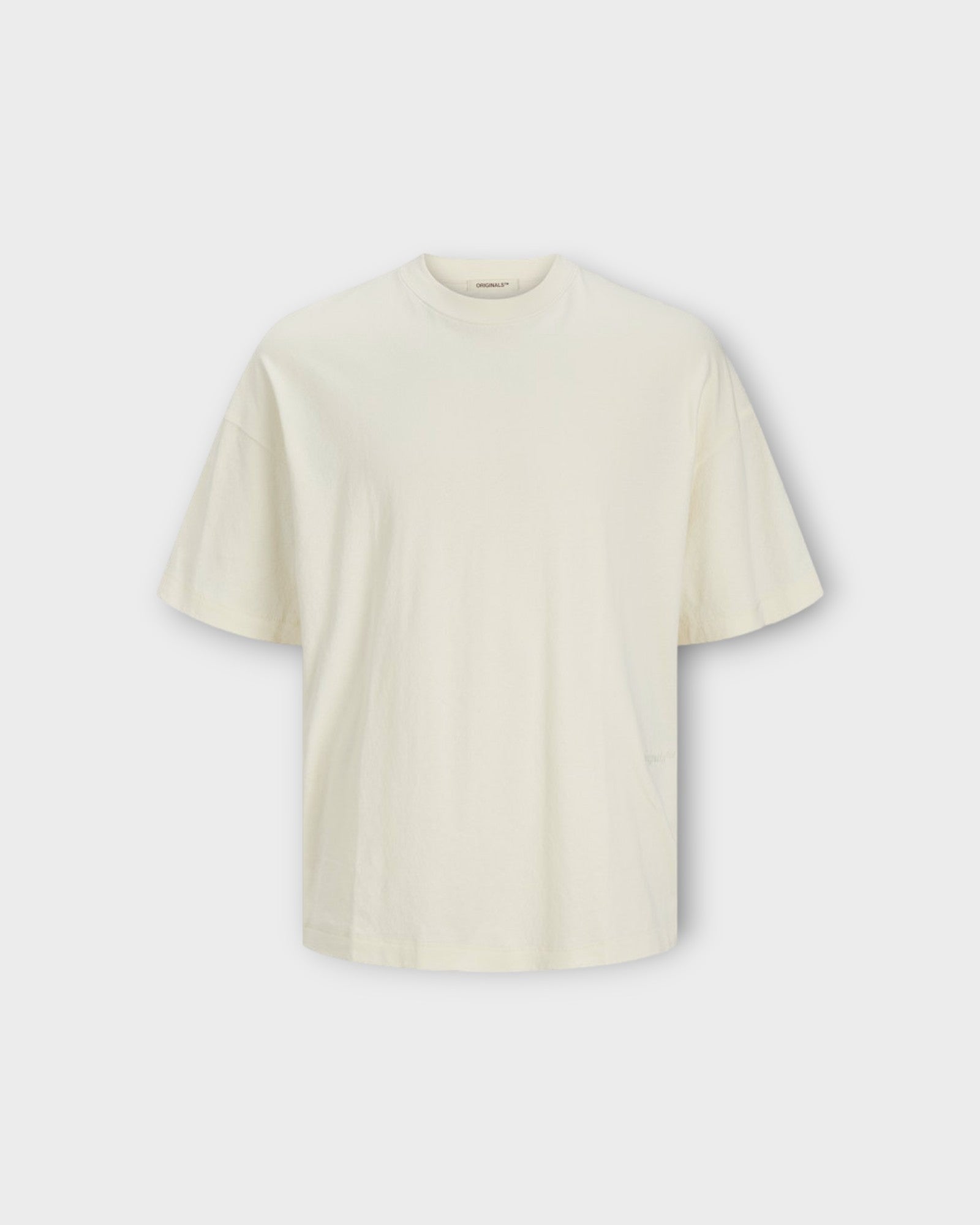 Milos Tee SS Crew Neck Buttercream. Råhvid Jack & Jones Back Print  T-shirt . Her set forfra.