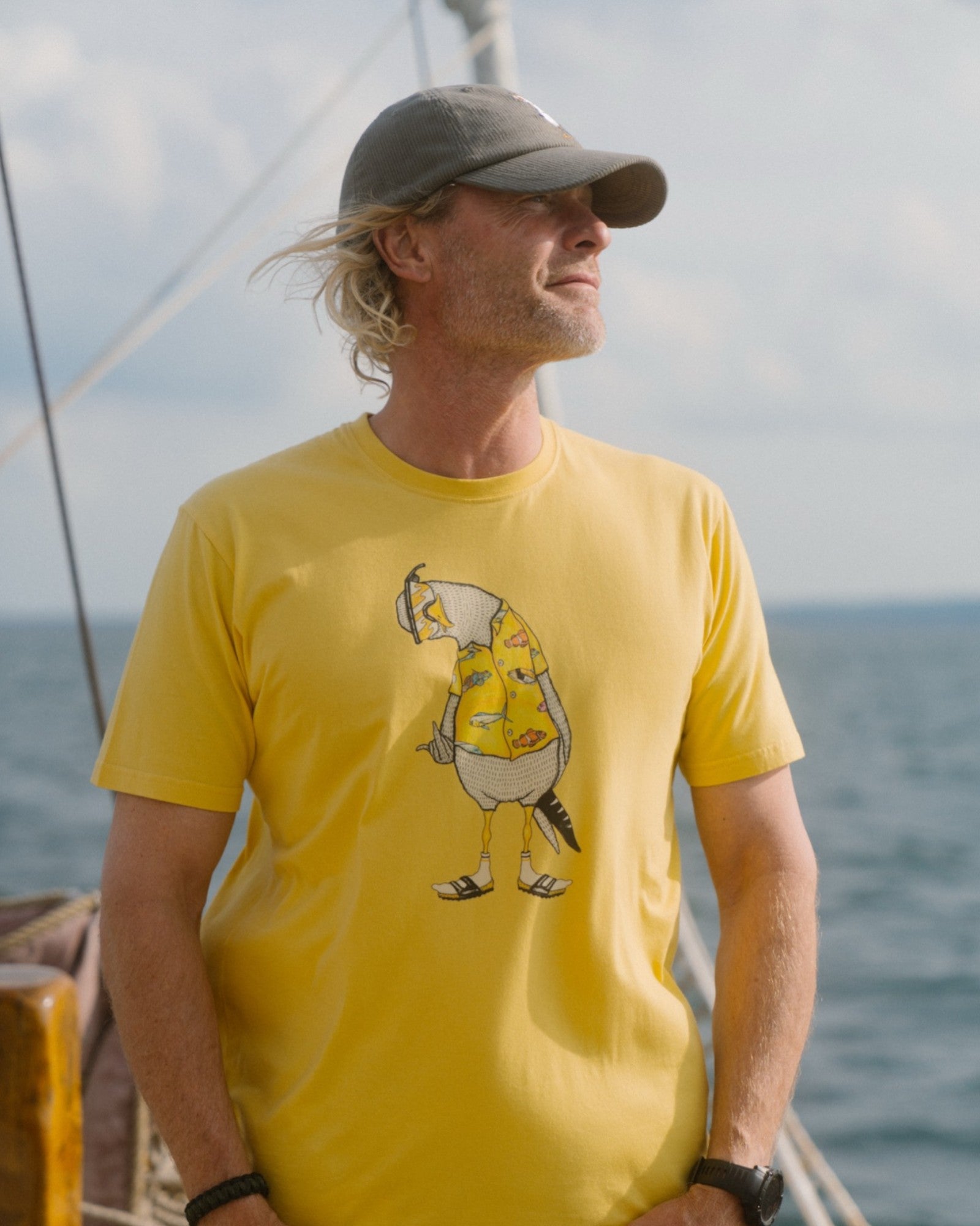 Flipping The Bird Tee - Cream Gold