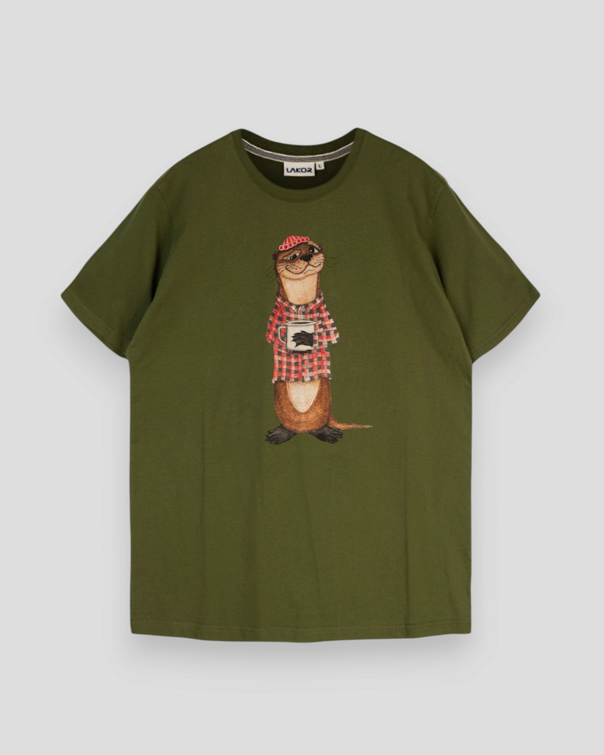 An Otter Coffee T-Shirt - Rifle Green
