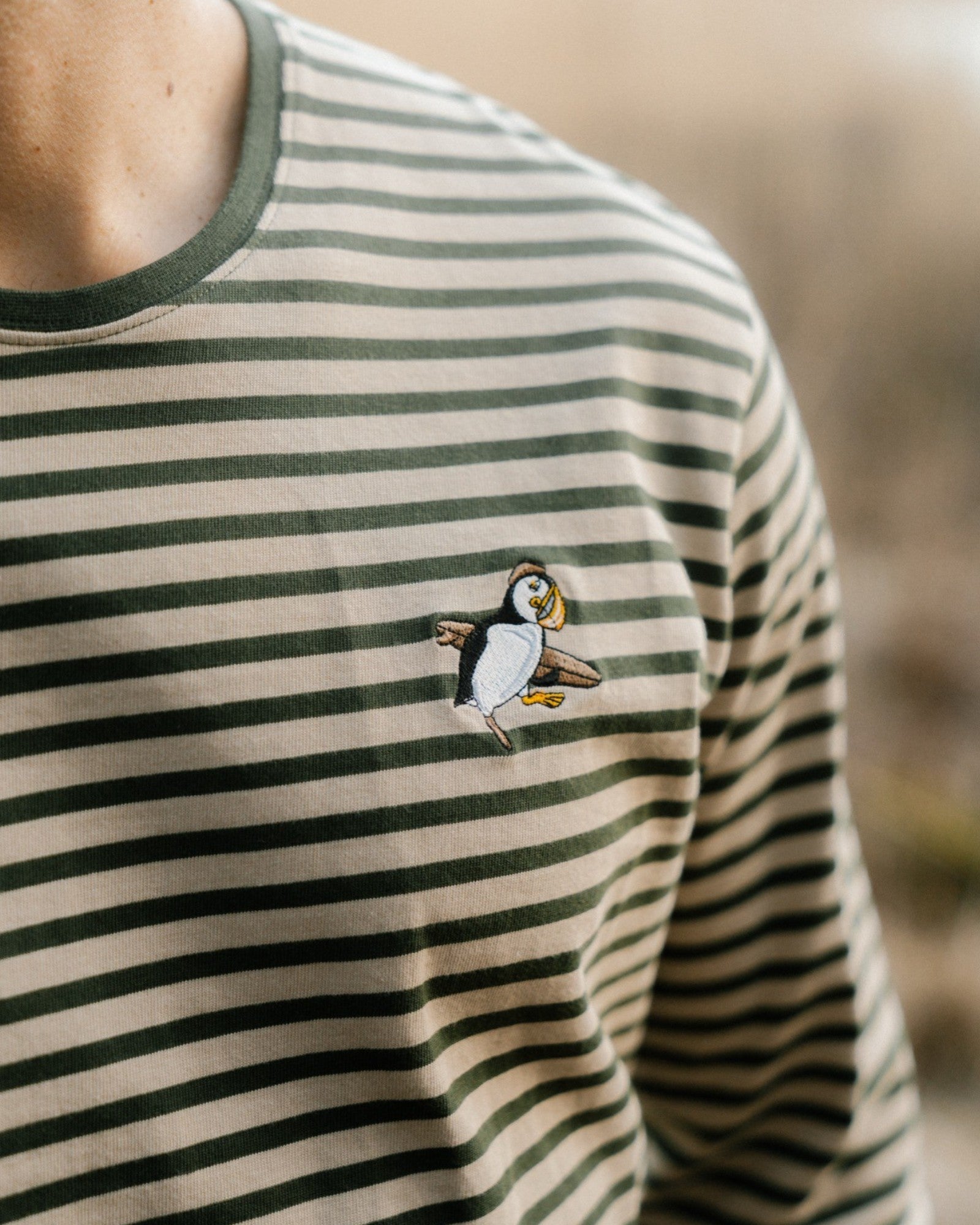 Ahoy! Mini Sea Parrot Surf LS T-shirt - White Pepper/Riffle Green