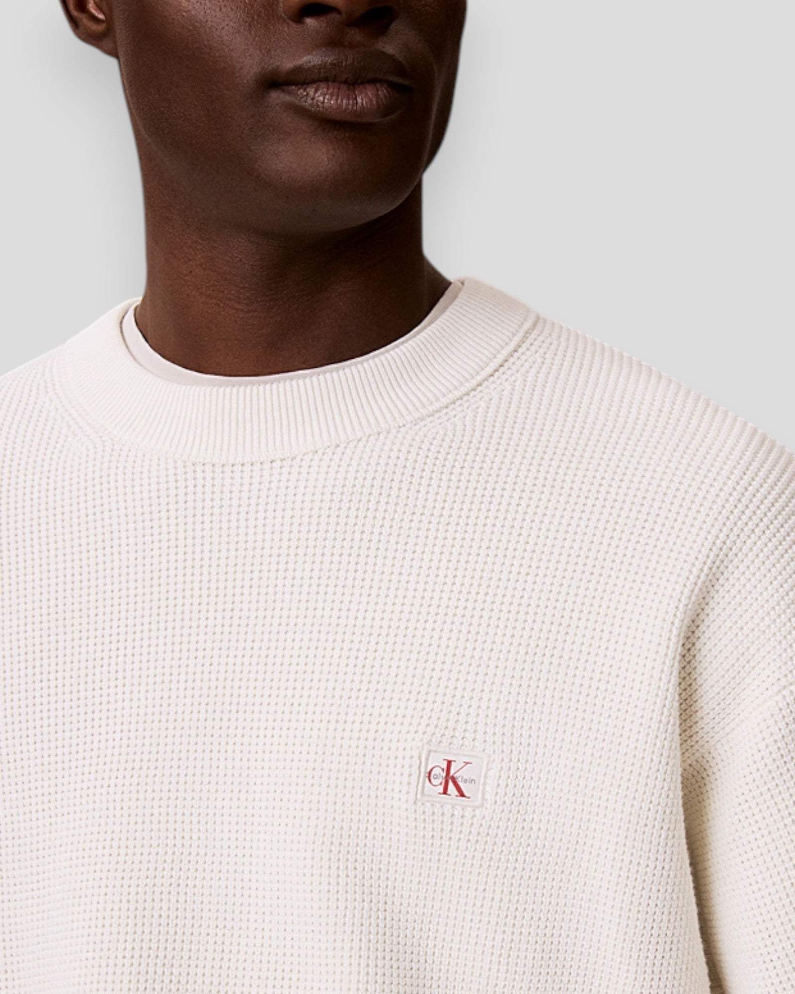 Cotton Waffle LS EZ Knit Jumper - Tofu