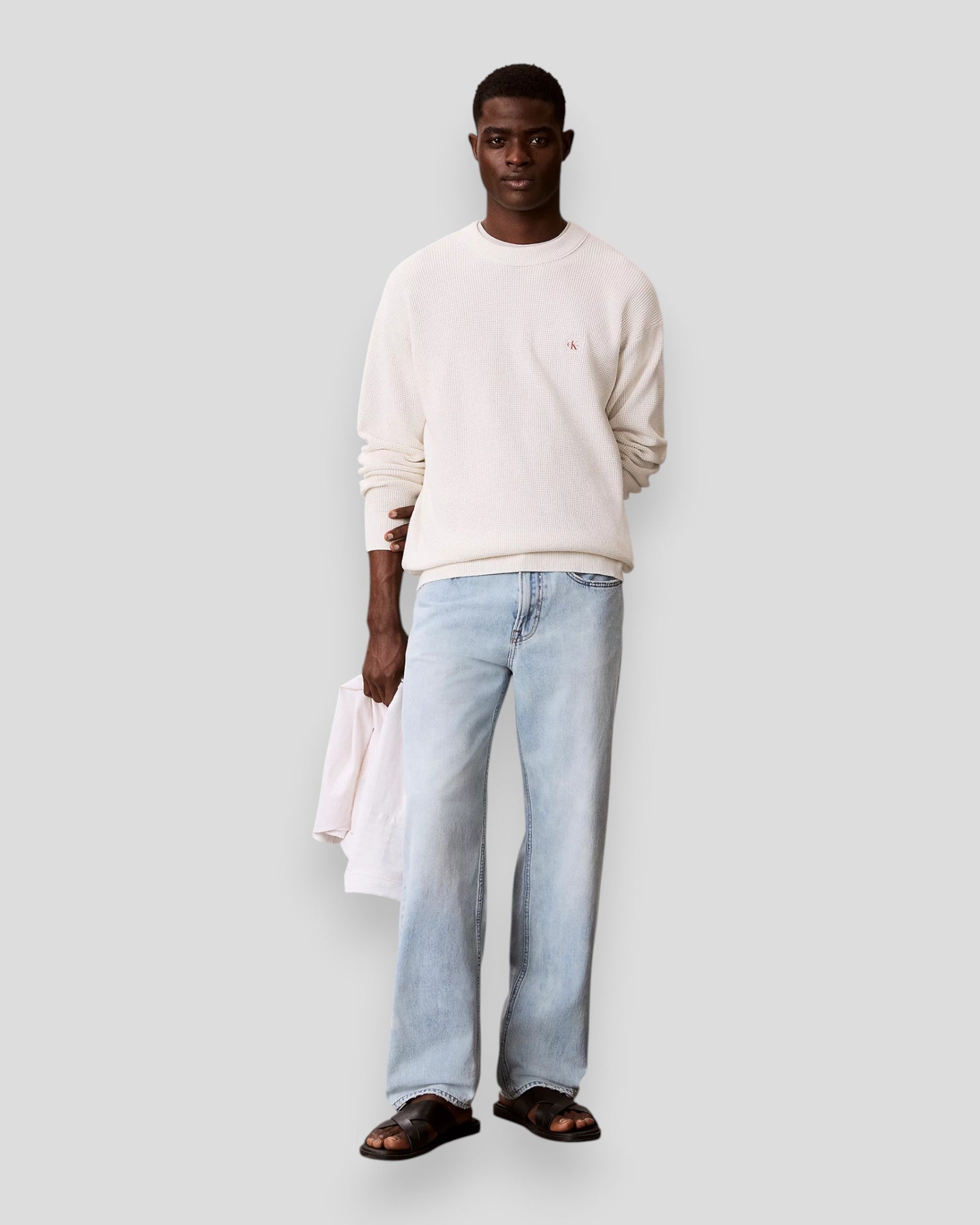 Cotton Waffle LS EZ Knit Jumper - Tofu
