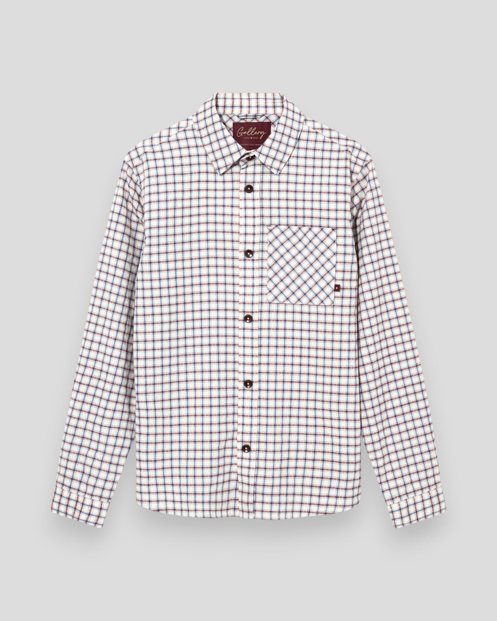 David Spring Check Shirt - Ecru