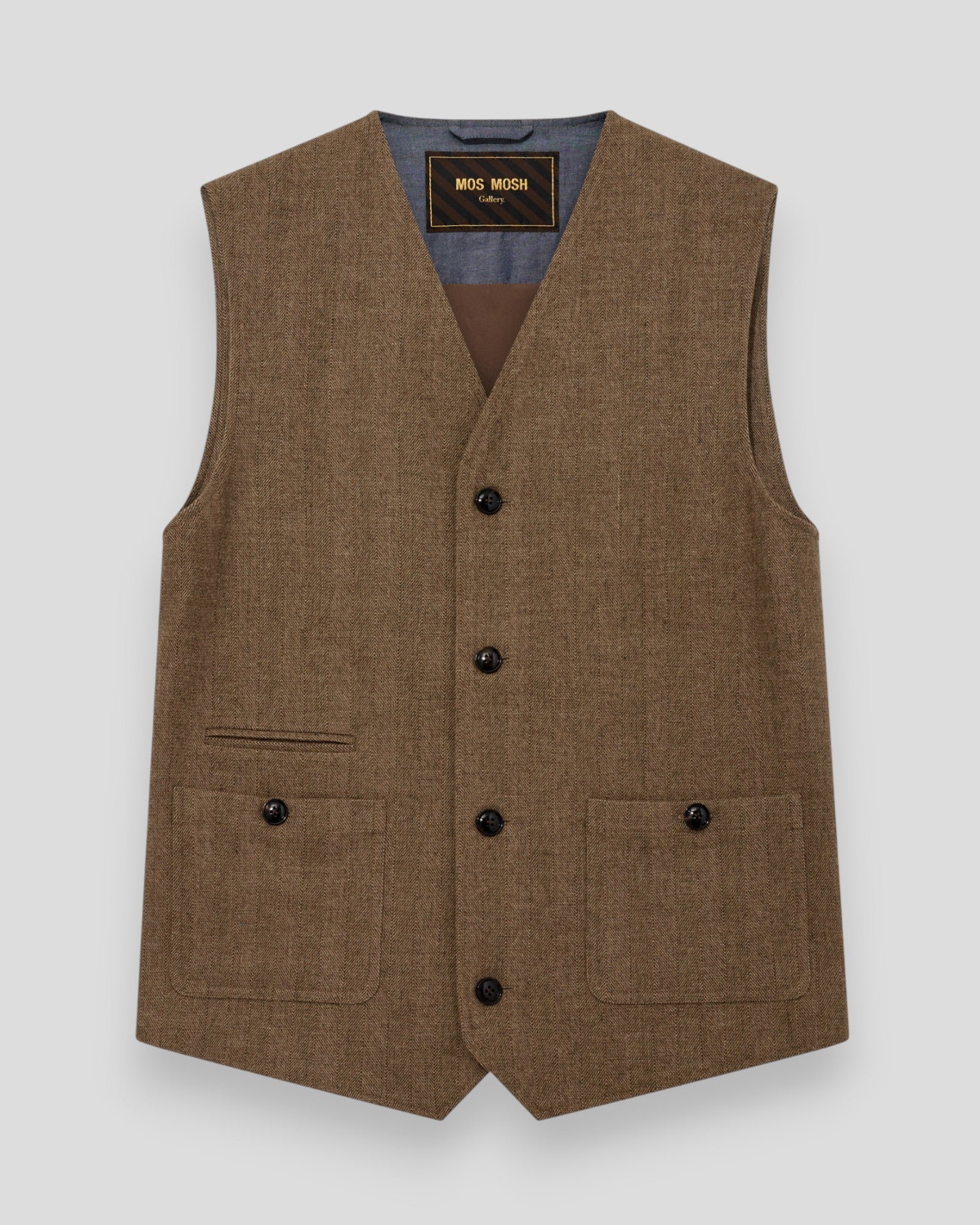 Conor Herringbone Waistcoat - Ermine