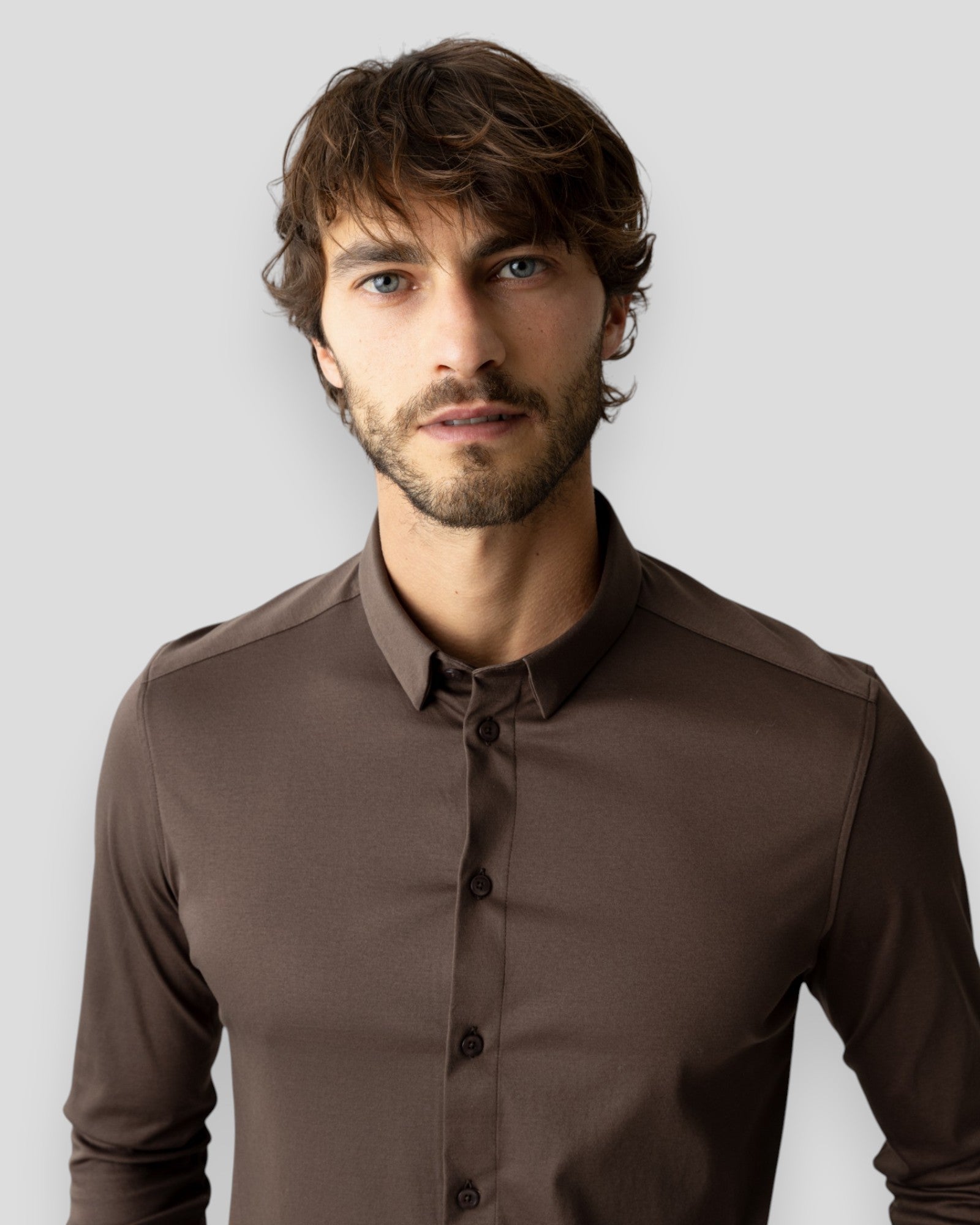 Marco Crunch Jersey Shirt - Chocolate Brown
