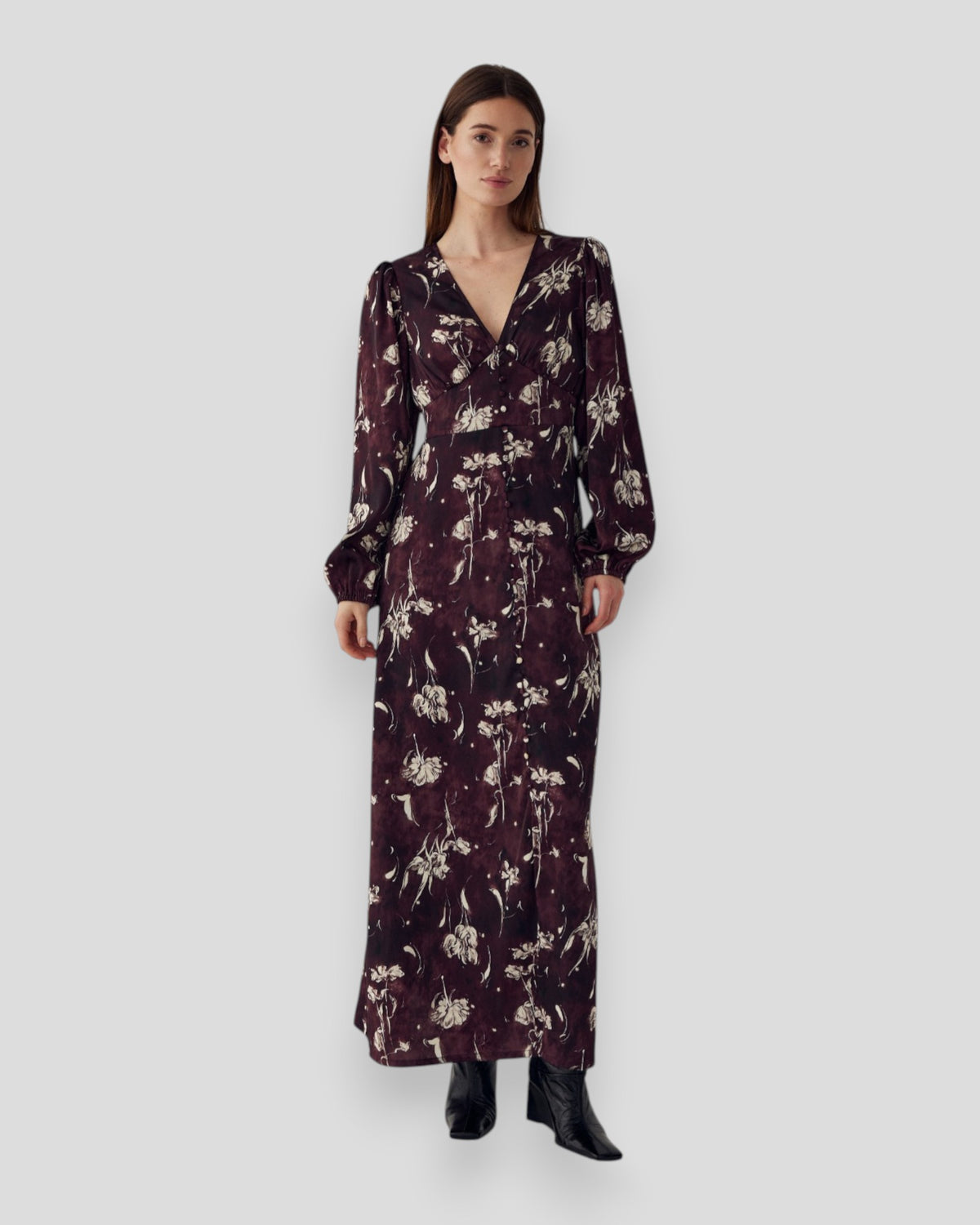 N-Lilith Maxi Dress - Dovie Burgundy Print