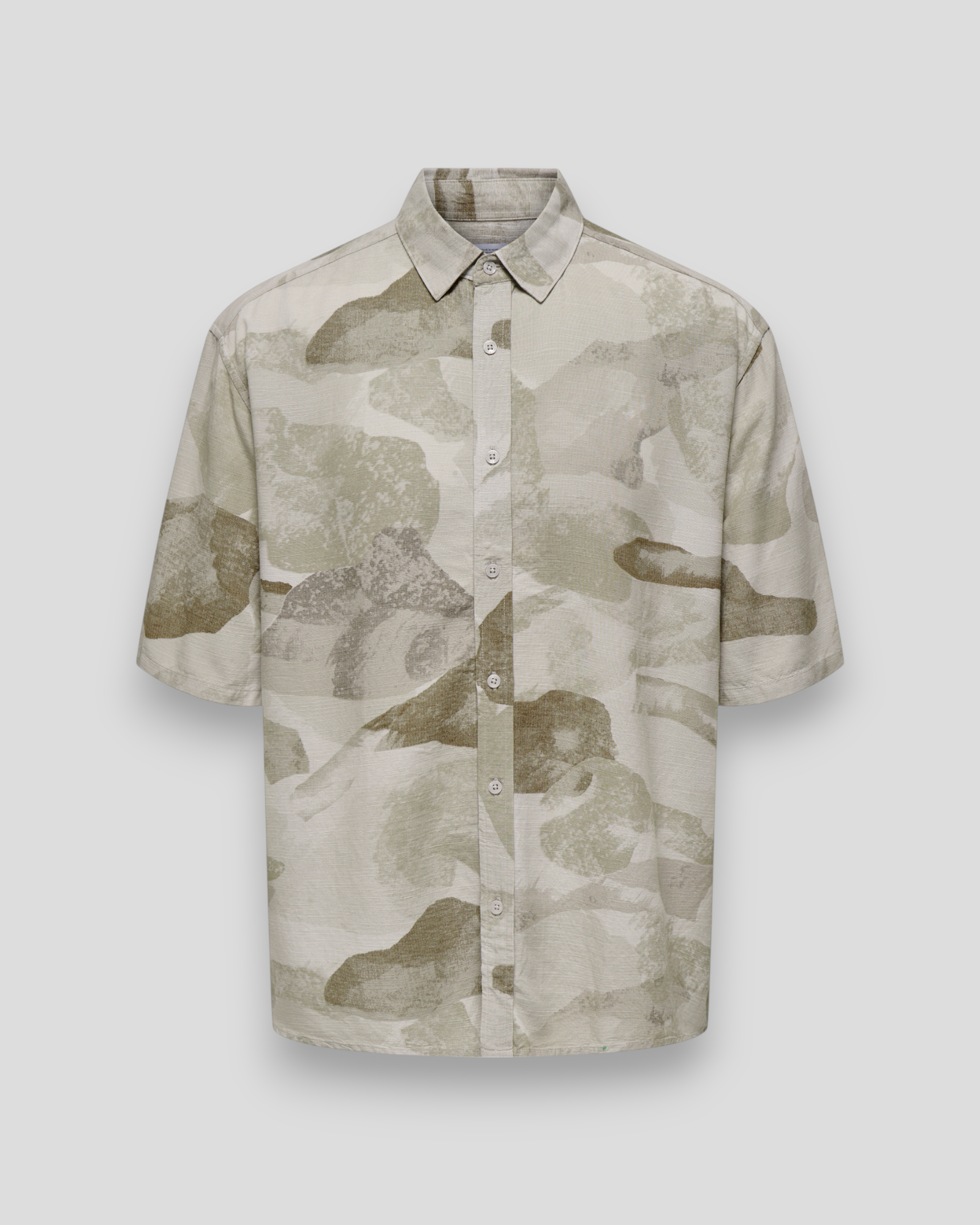 Bud Life SS RLX AOP Linen Shirt - Chinchilla/Watercolo