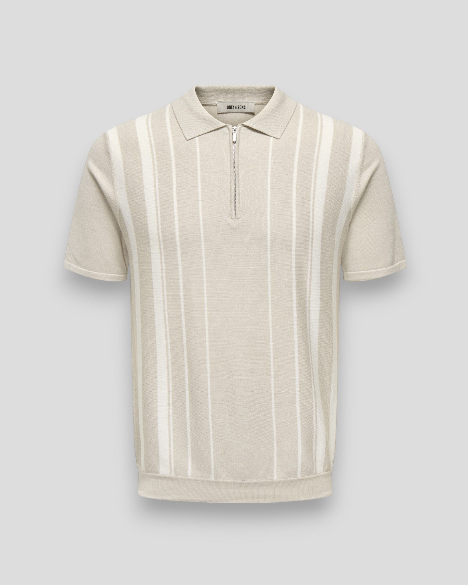 Wyler Max Life Regular Zip Polo Knit - Silver Lining/Cloud Dancer