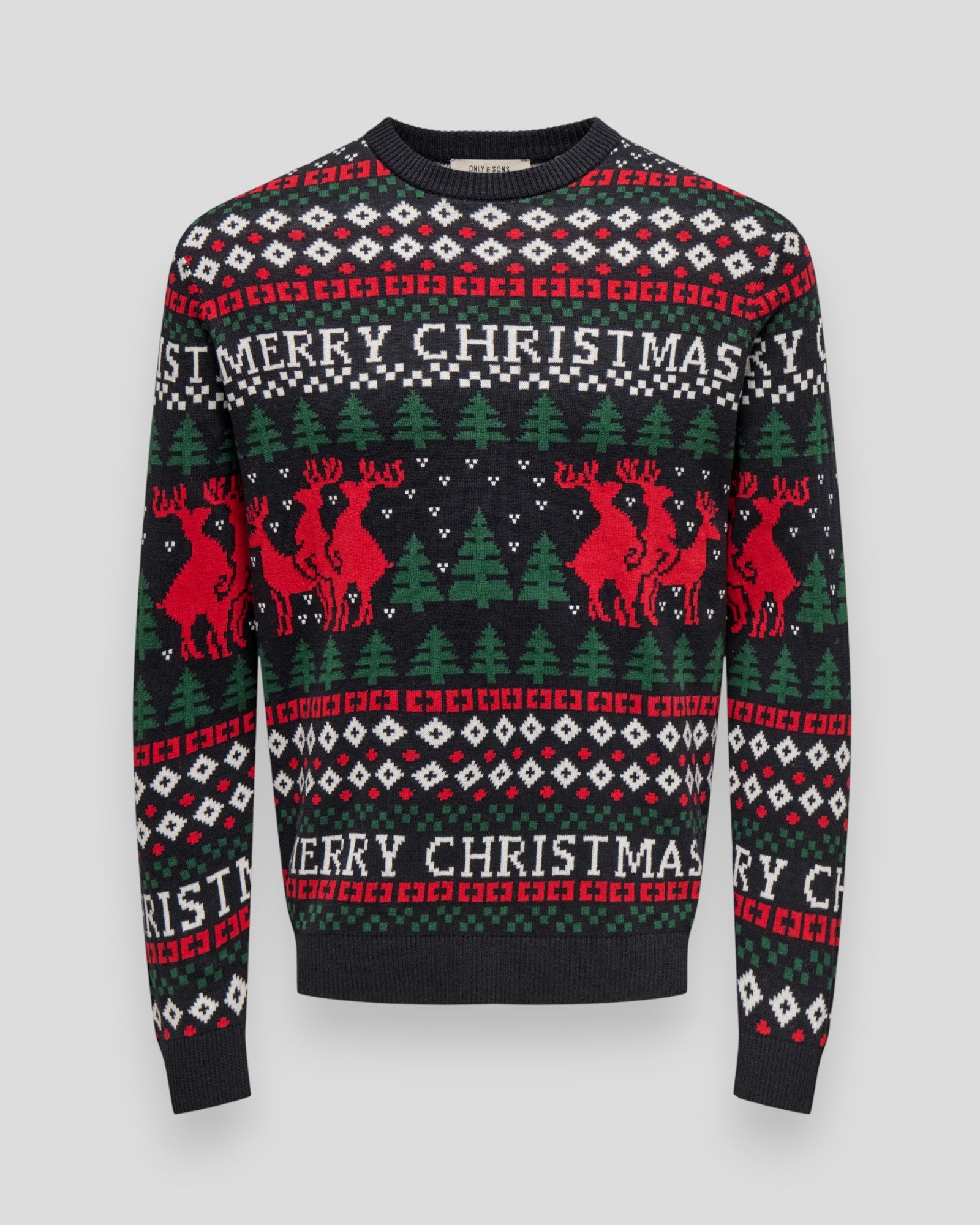 X-Max Regular Deer Crew Knit - Dark Navy