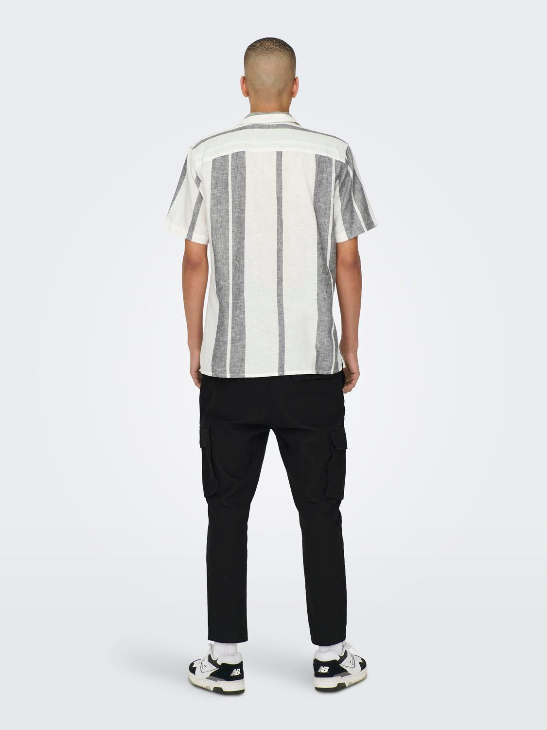 Caiden Stripe Linen Resort Shirt - Cloud Dancer