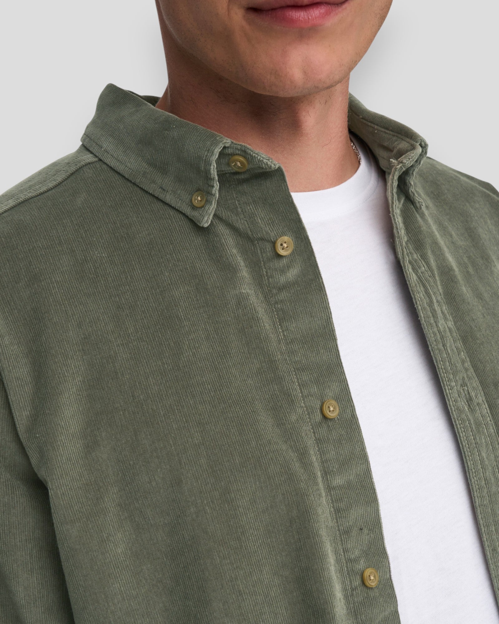 Michael 18W Regular Cord Stretch LS Shirt - Castor Gray