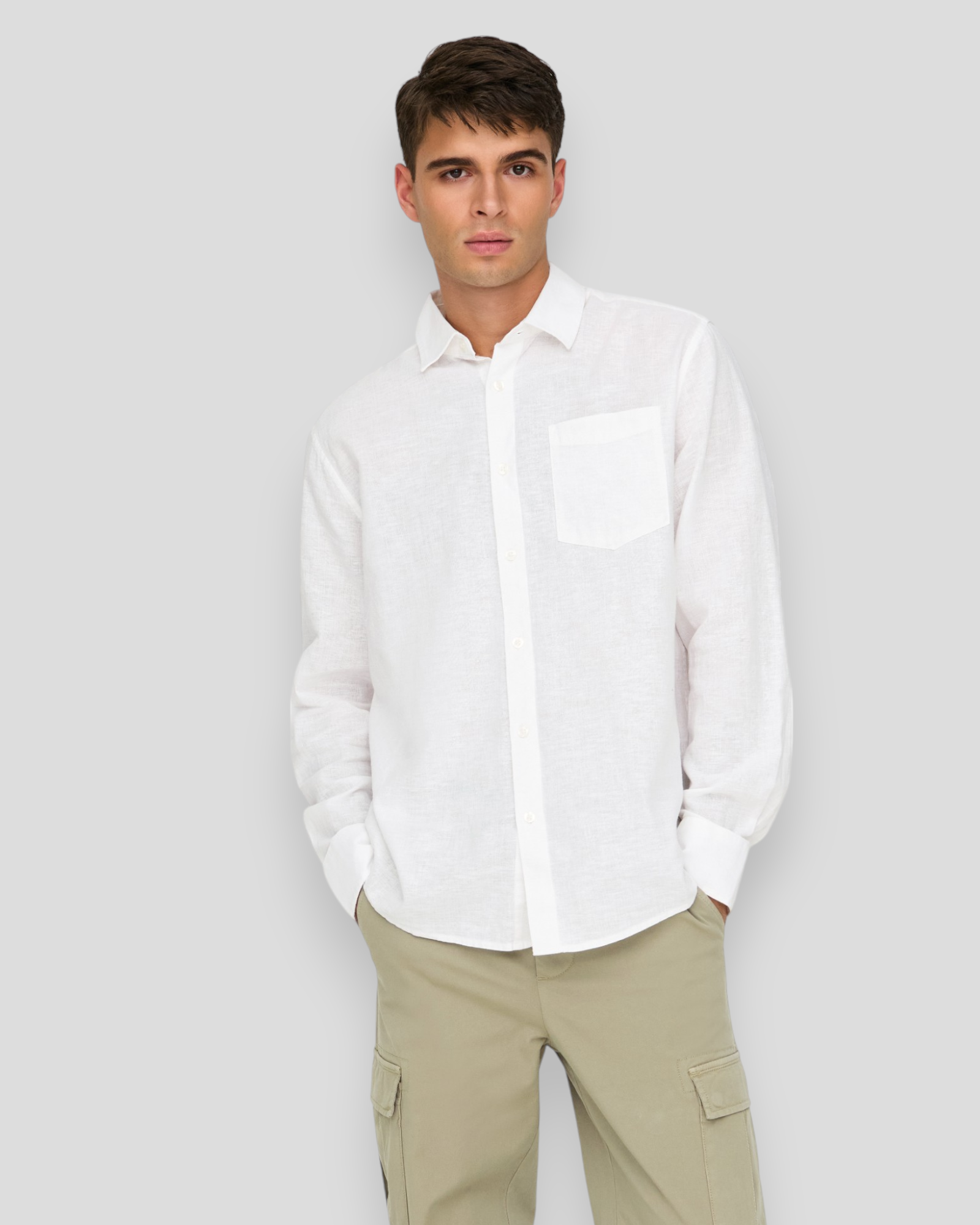 Caiden Life Regular LS 1 Linen Shirt - White