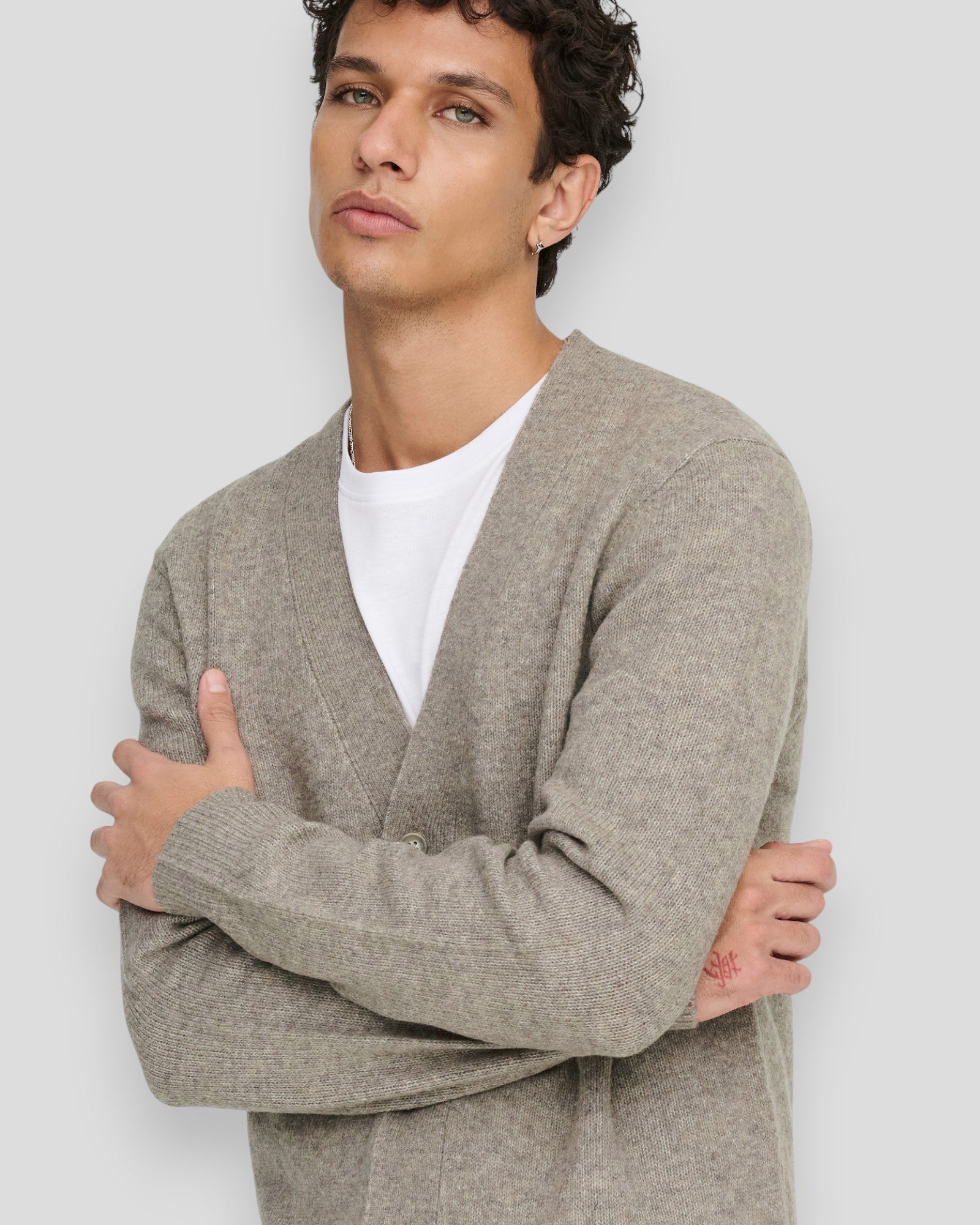Ray Regular LS Cardigan Knit - Walnut