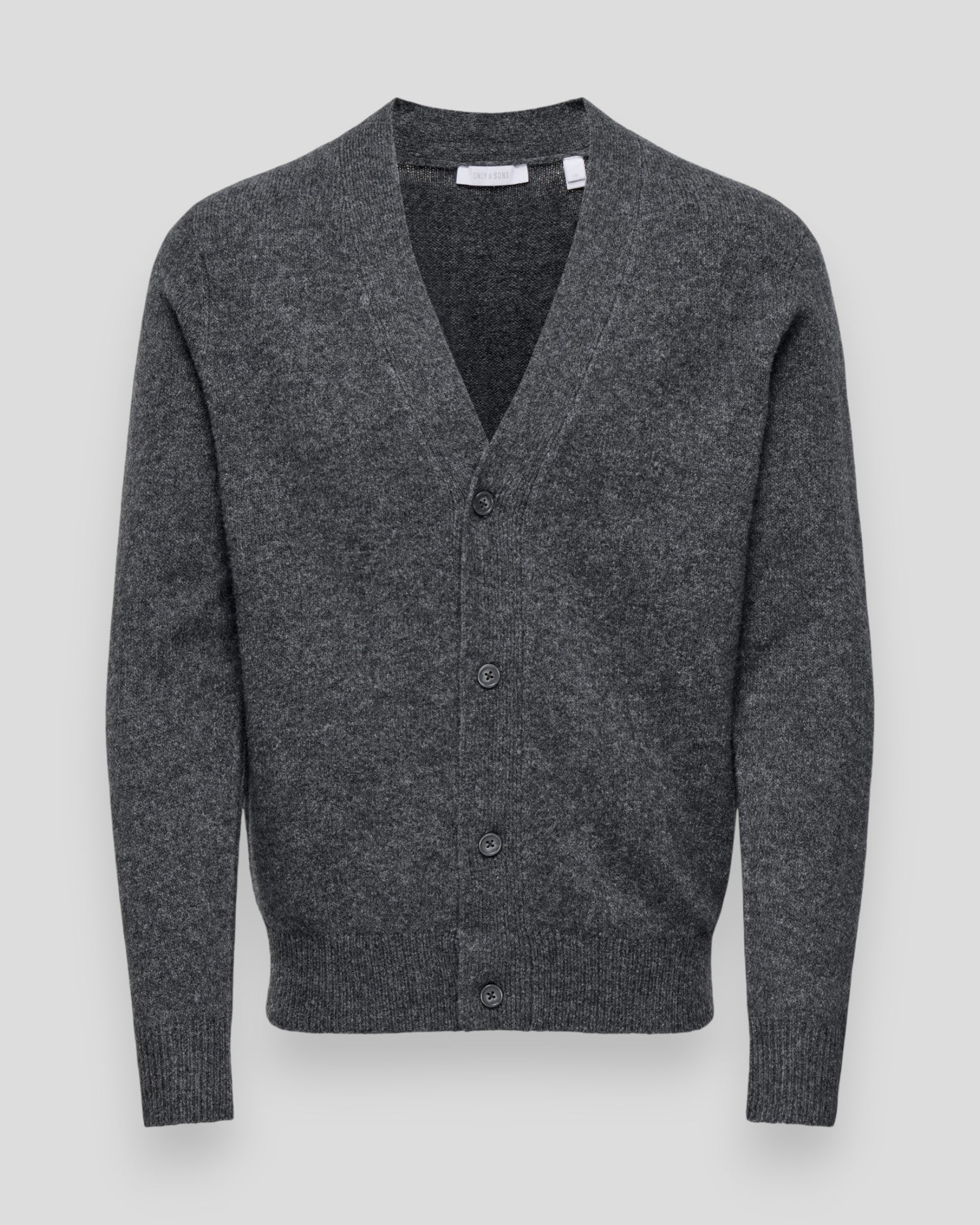Ray Regular LS Cardigan Knit - Dark Grey Melange