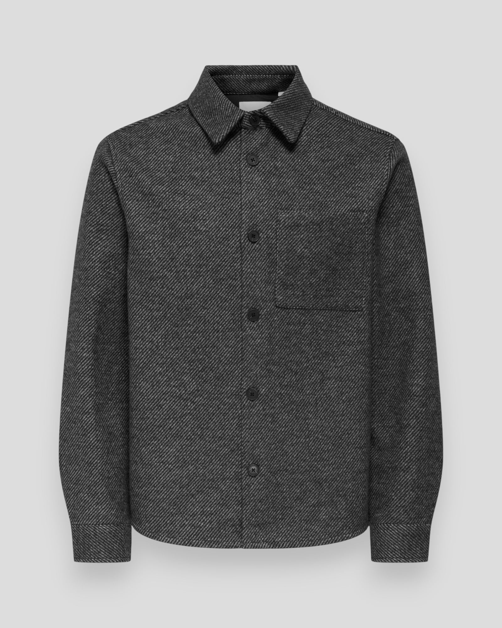 Micah Twill Overshirt - Medium Grey Melange
