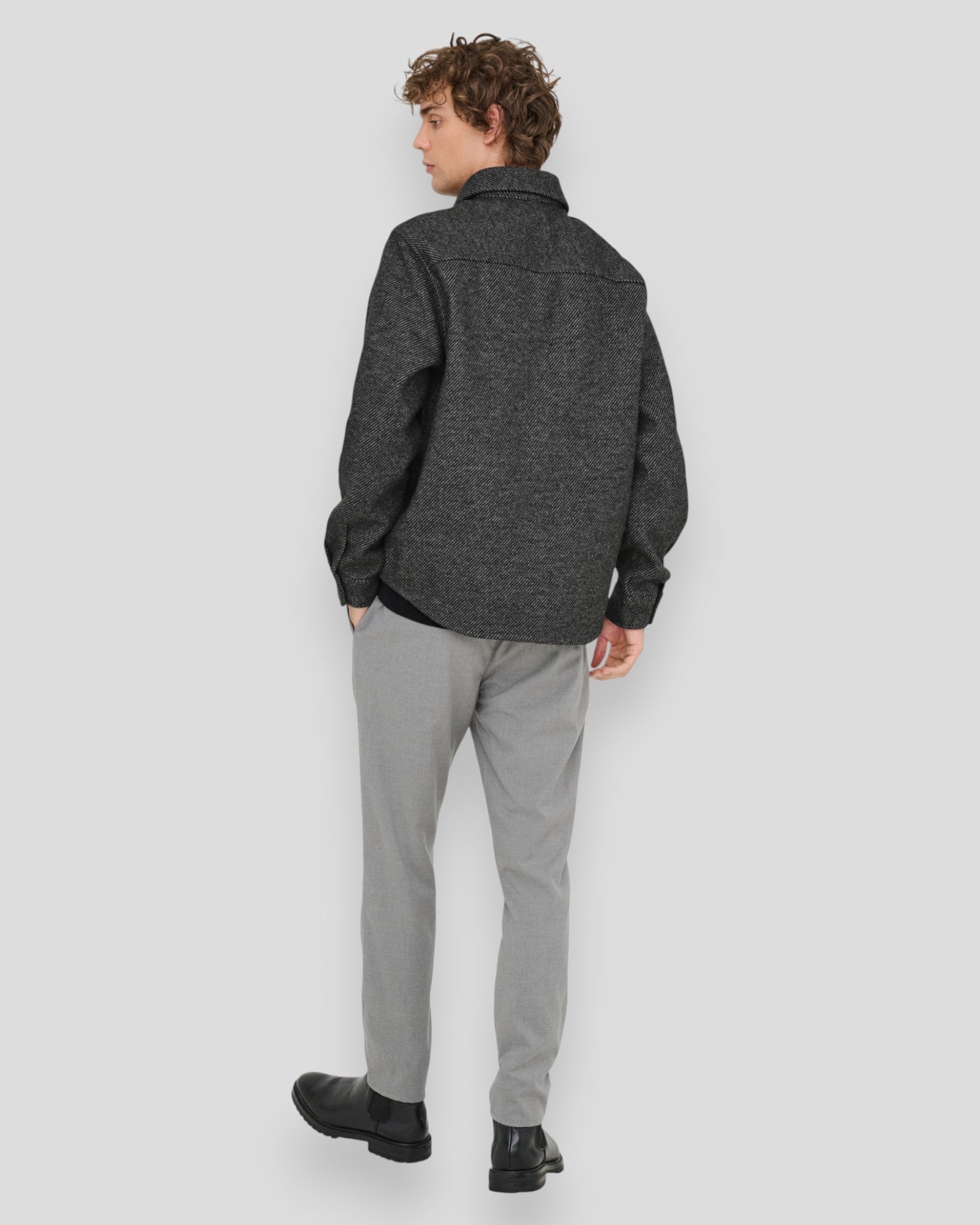 Micah Twill Overshirt - Medium Grey Melange