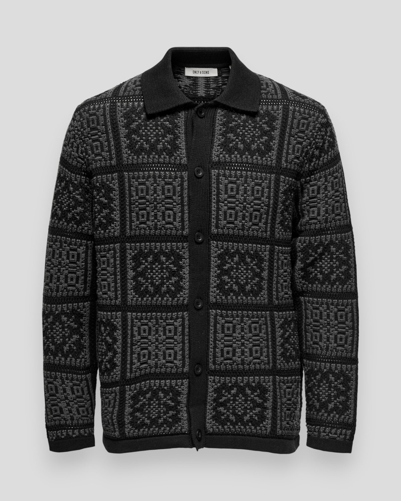 Bark Relax LS Shirt Knit - Black/Gray Pinstripe