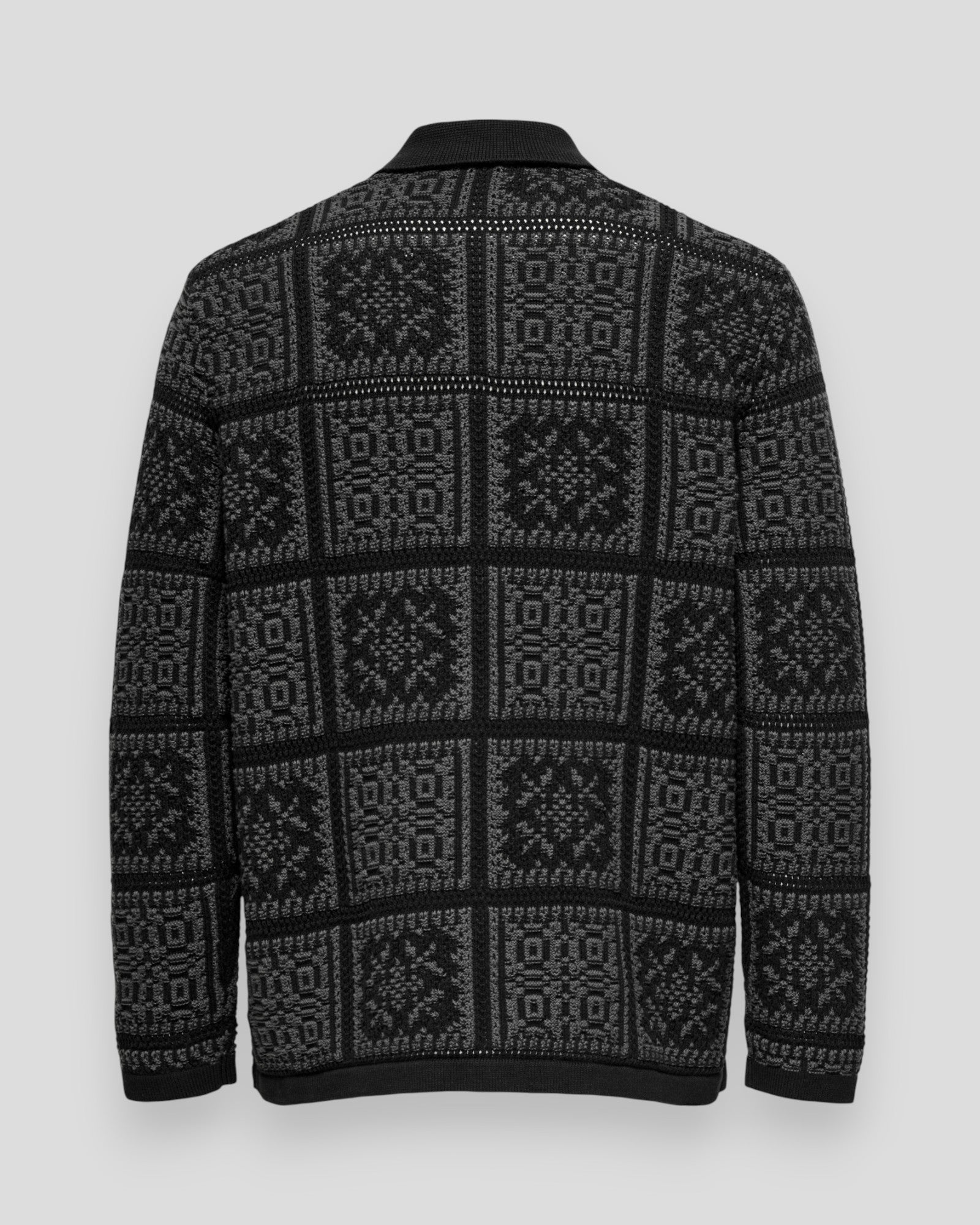 Bark Relax LS Shirt Knit - Black/Gray Pinstripe