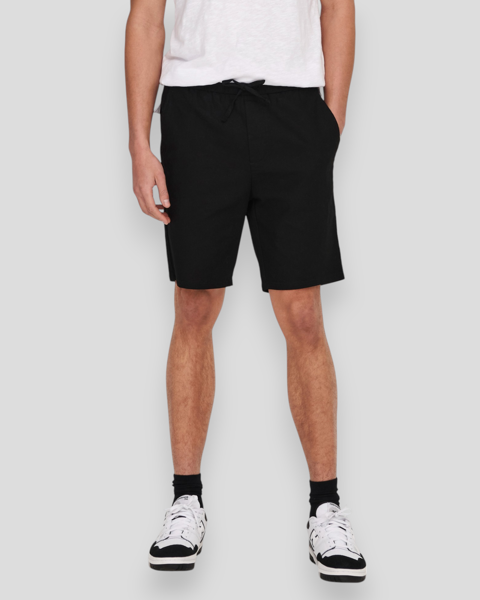 Linus 0007 Cotton Linen Shorts - Black