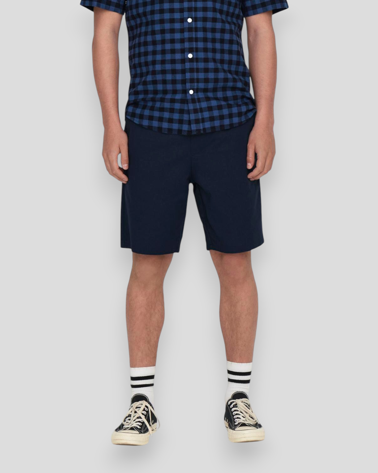 Linus 0007 Cotton Linen Shorts - Dark Navy