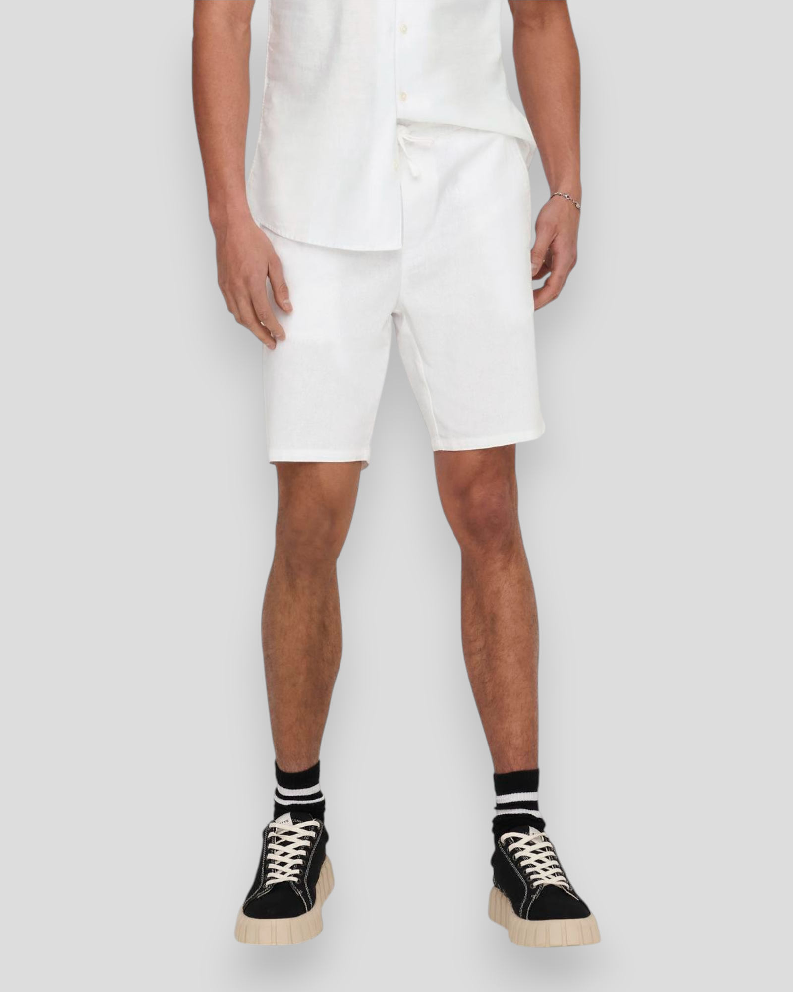 Linus 0007 Cotton Linen Shorts - Bright White