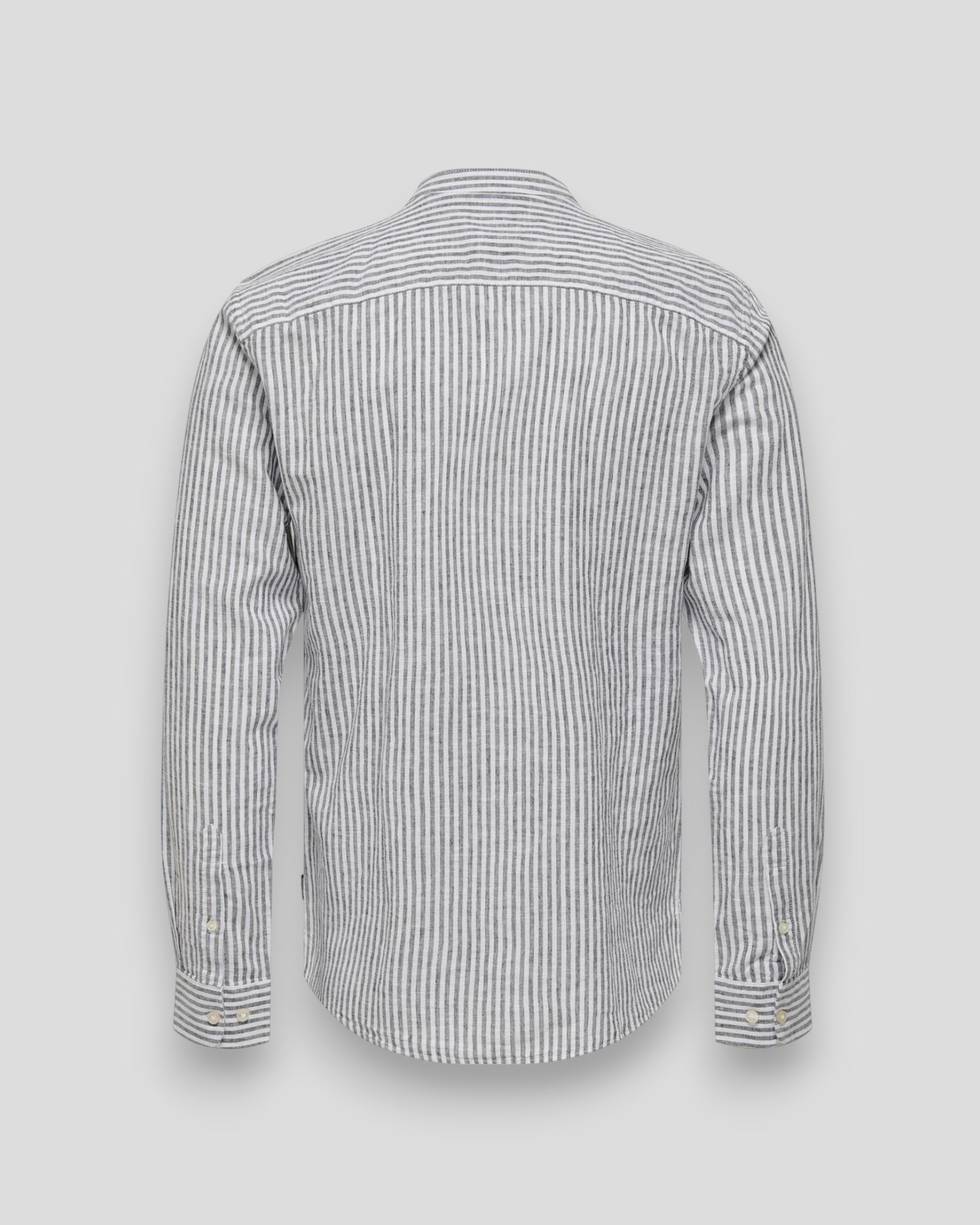 Caiden LS Mao Stripe Linen - Dark Navy