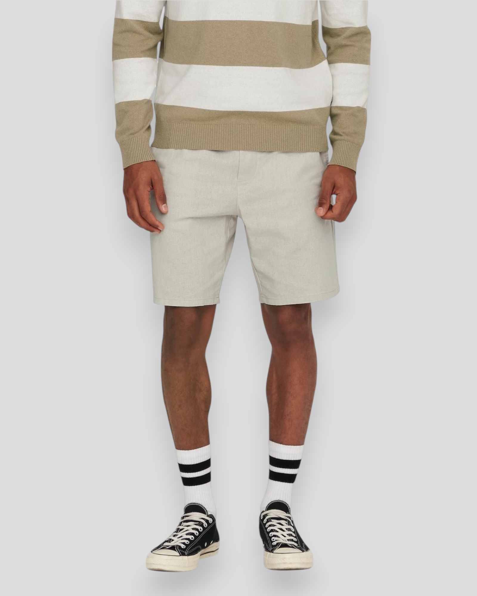 Linus 0007 Cotton Linen Shorts - Silver Lining