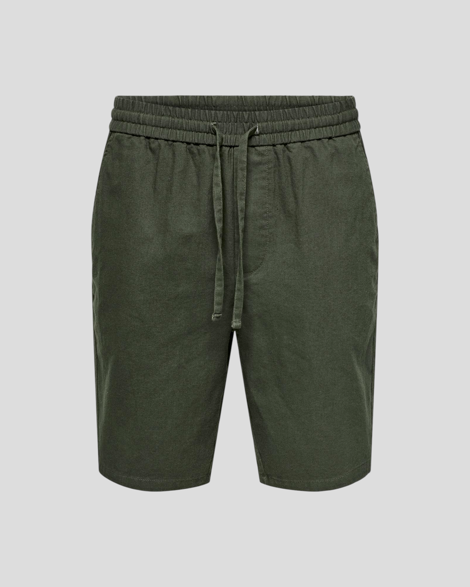 Linus 0007 Cotton Linen Shorts - Olive Night
