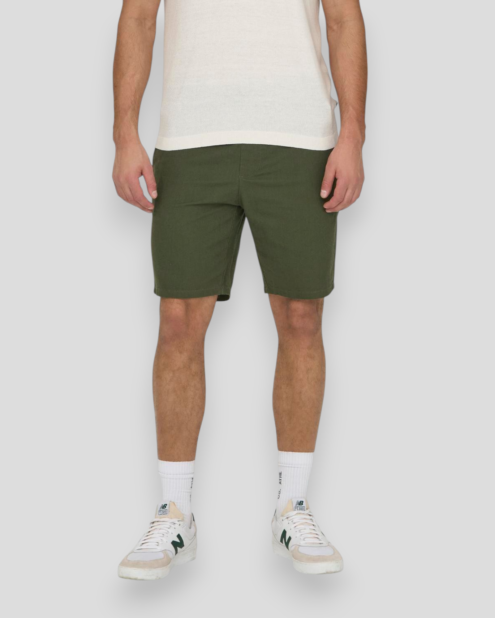Linus 0007 Cotton Linen Shorts - Olive Night