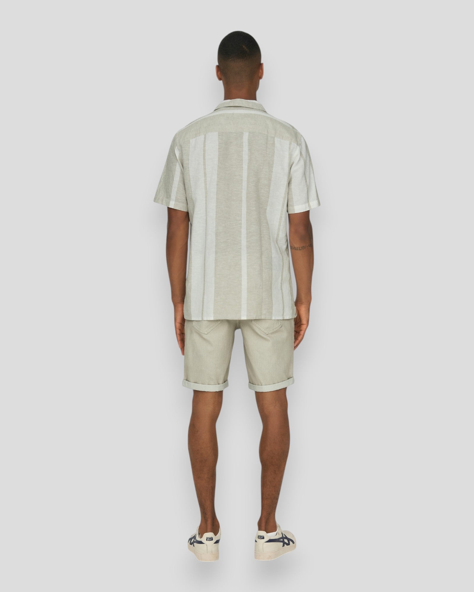 Caiden Stripe Linen Resort Shirt - Vintage Khaki