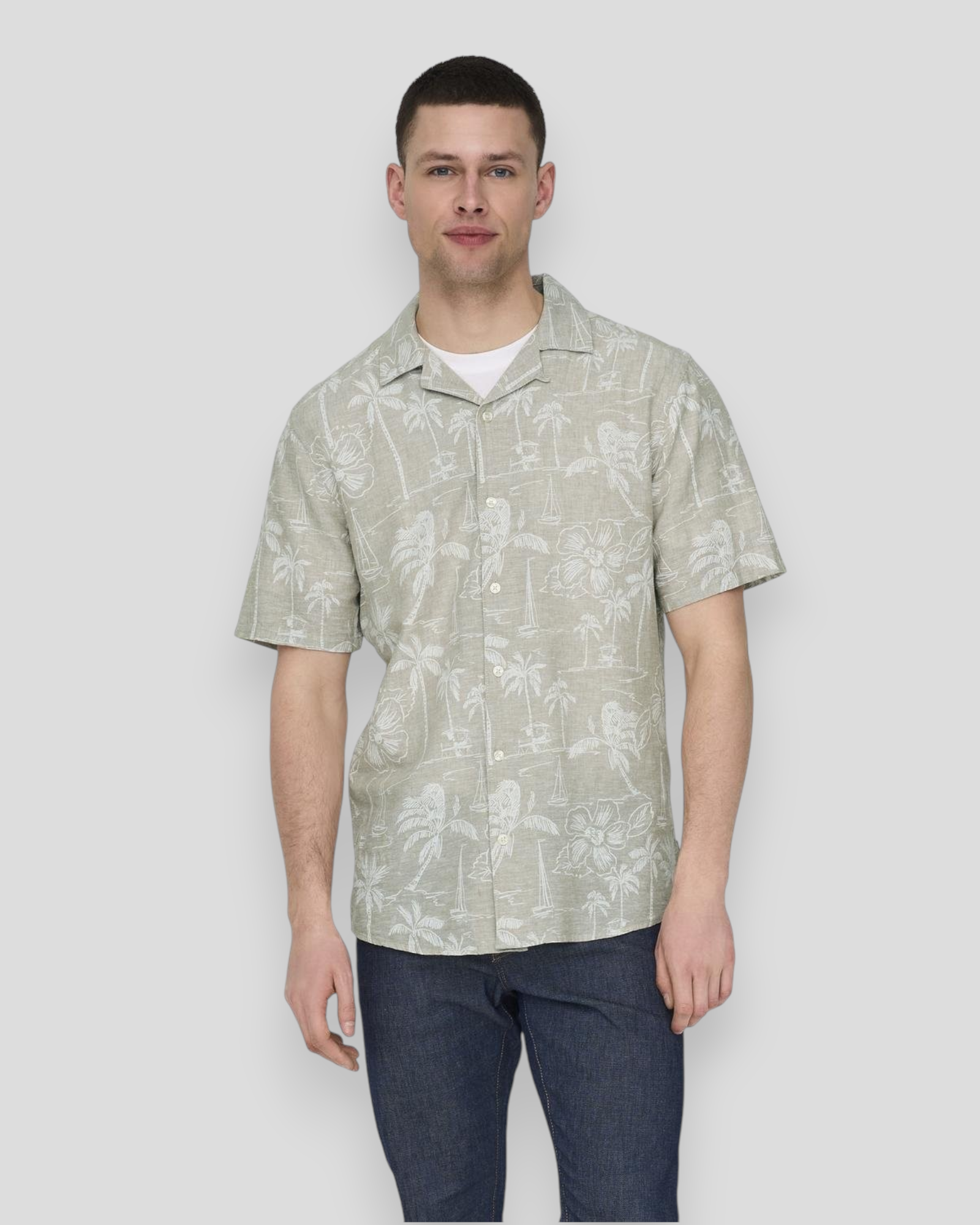 Caiden SS Hawaii Linen - Chinchilla