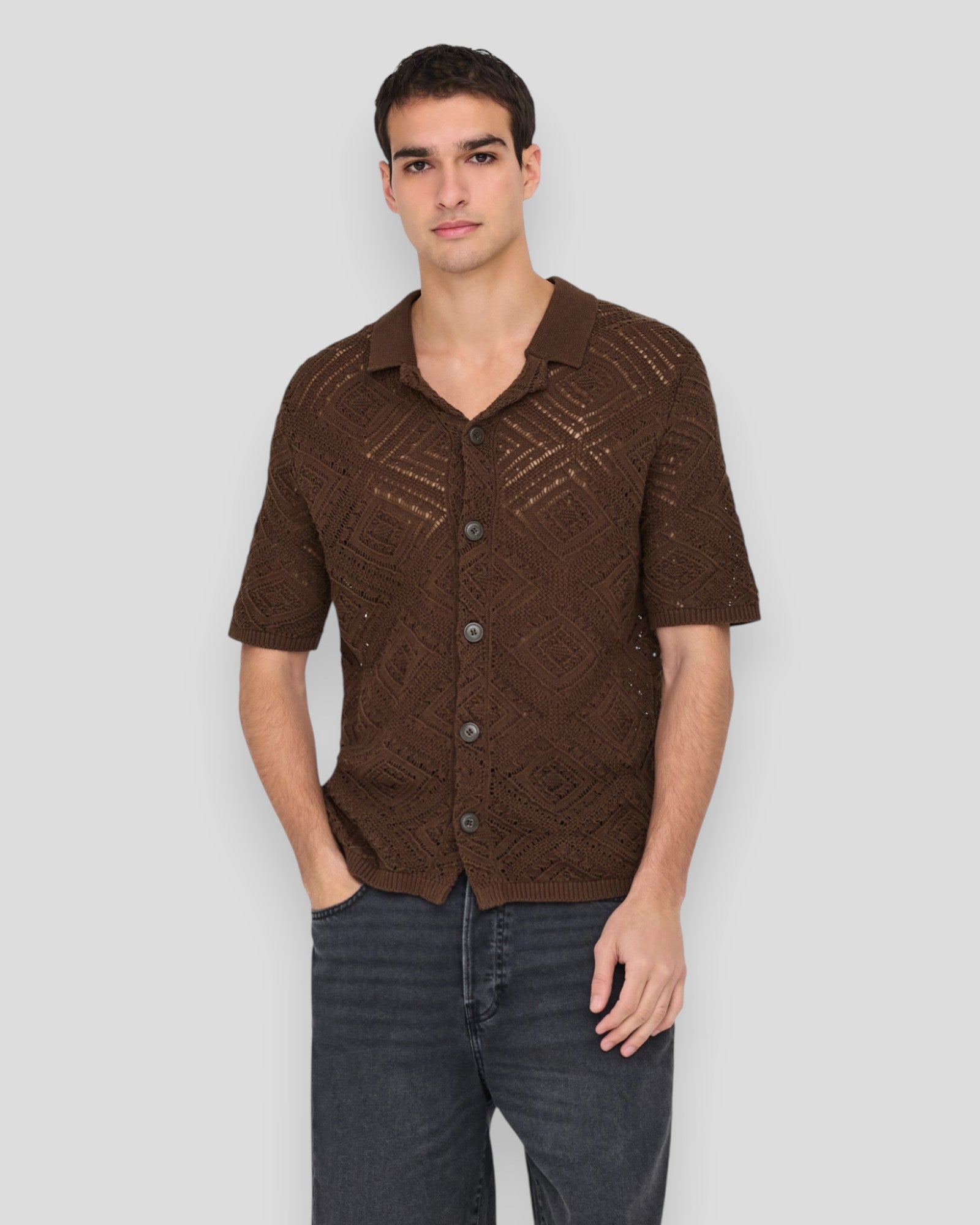Kolmar Life Regular 5 SS Knit Shirt - Demitasse