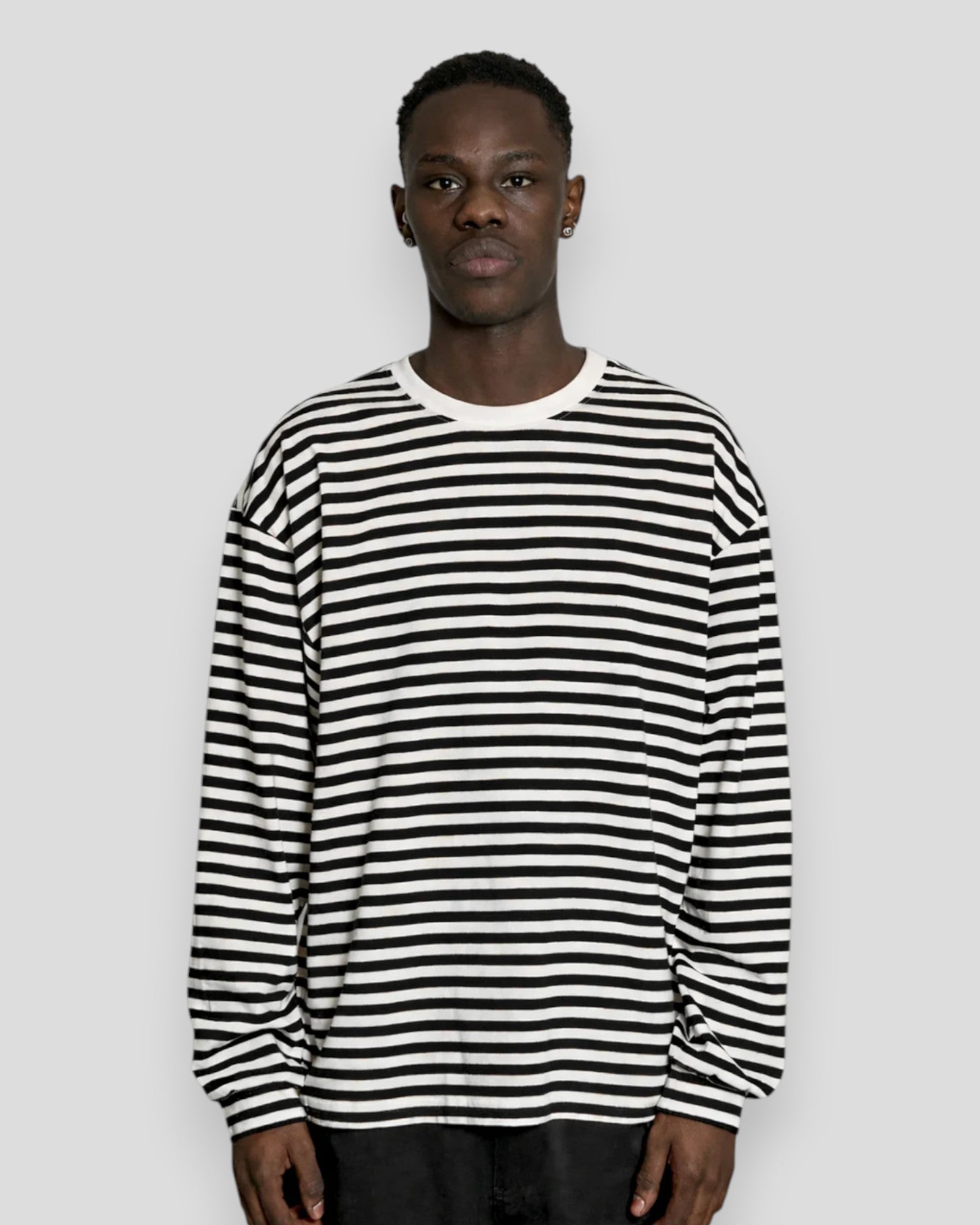 Patch Long Sleeve Tee - Black/White