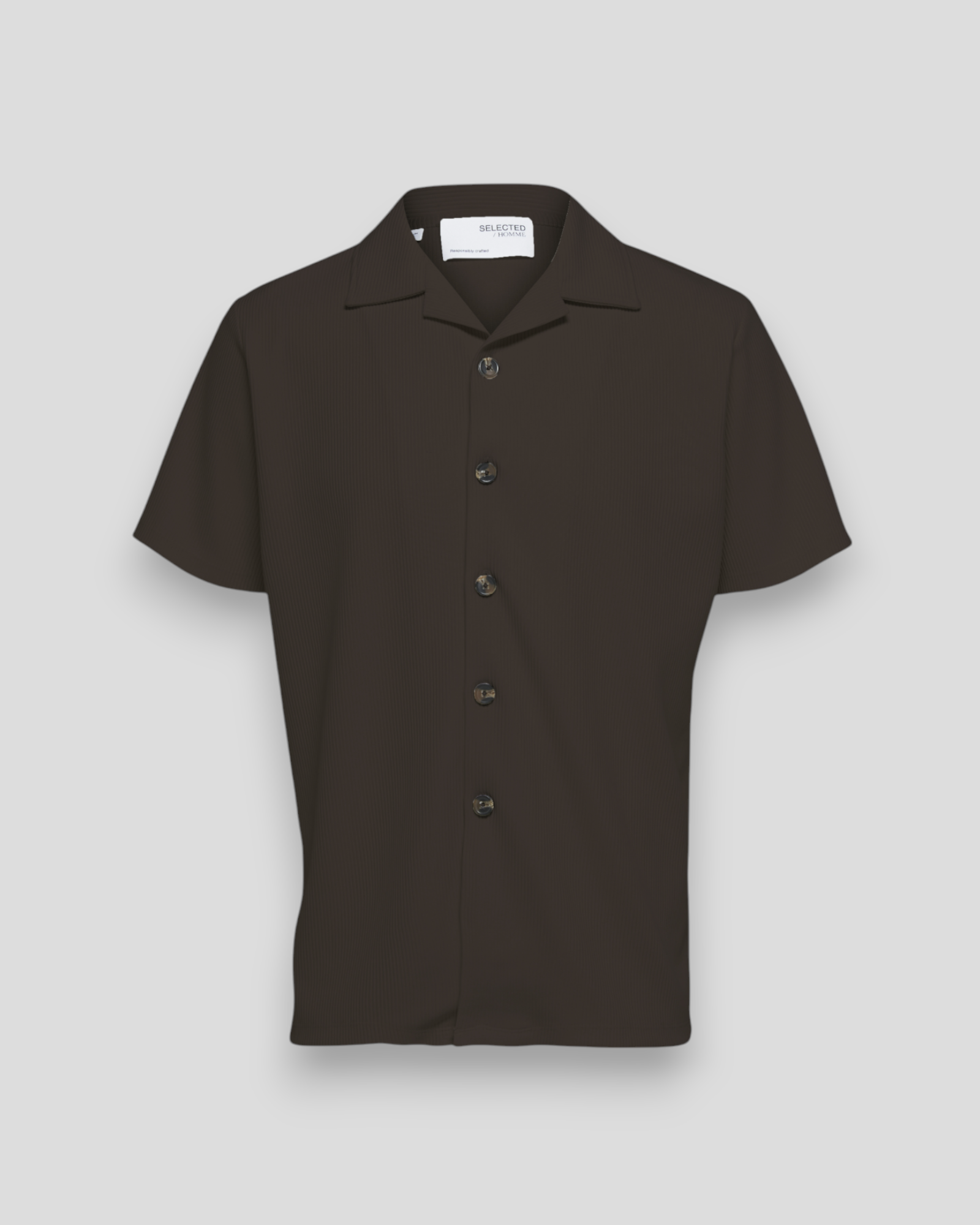 Loose Plisse Resort SS Shirt - Chocolate Brown