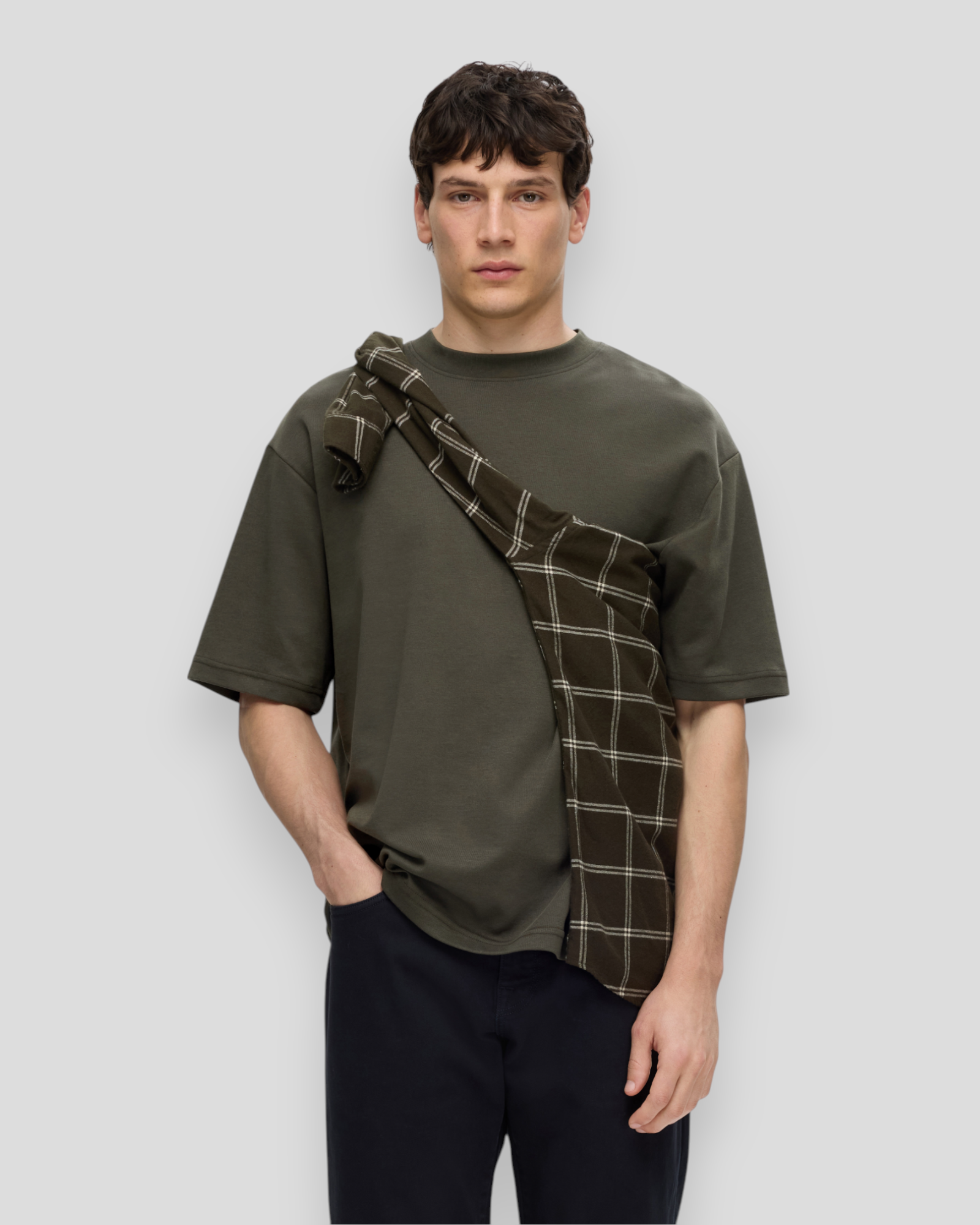 Loose Oscar SS O-Neck Tee - Deep Forest