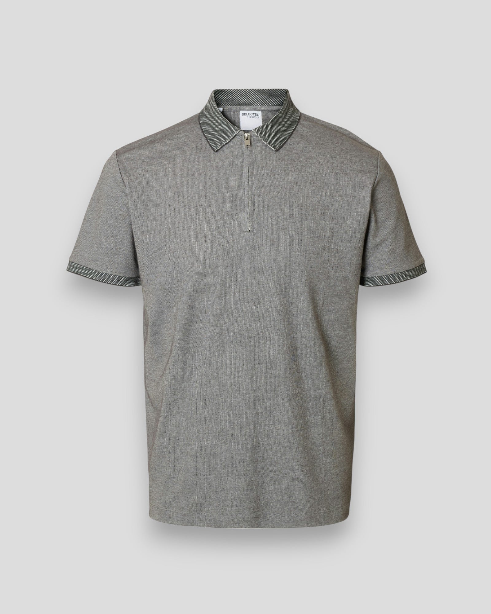 Fave Zip SS Polo - Medium Grey Melange