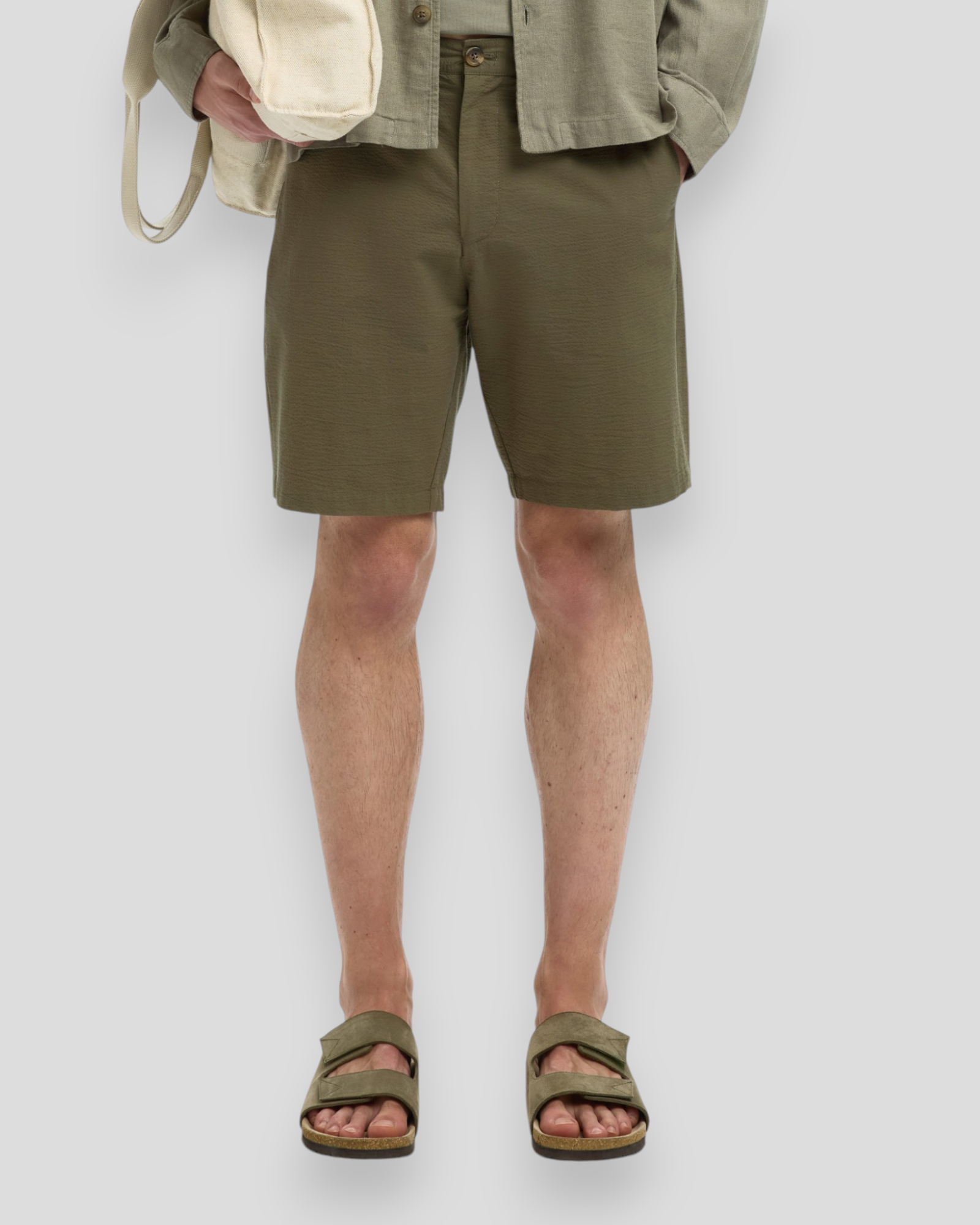 Regular-Karl Seersucker Shorts - Kalamata