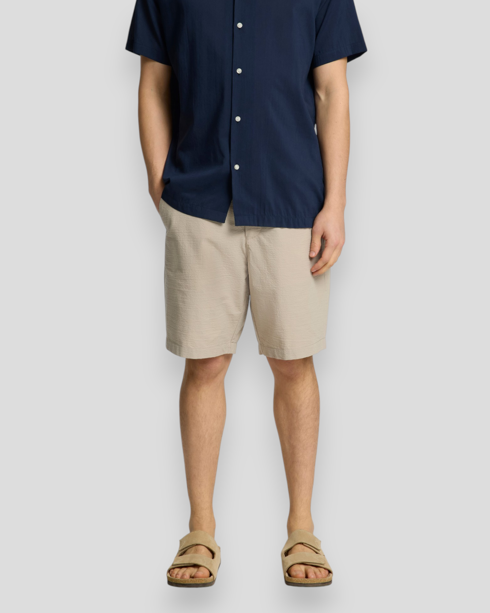 Regular-Karl Seersucker Shorts - Pure Cashmere