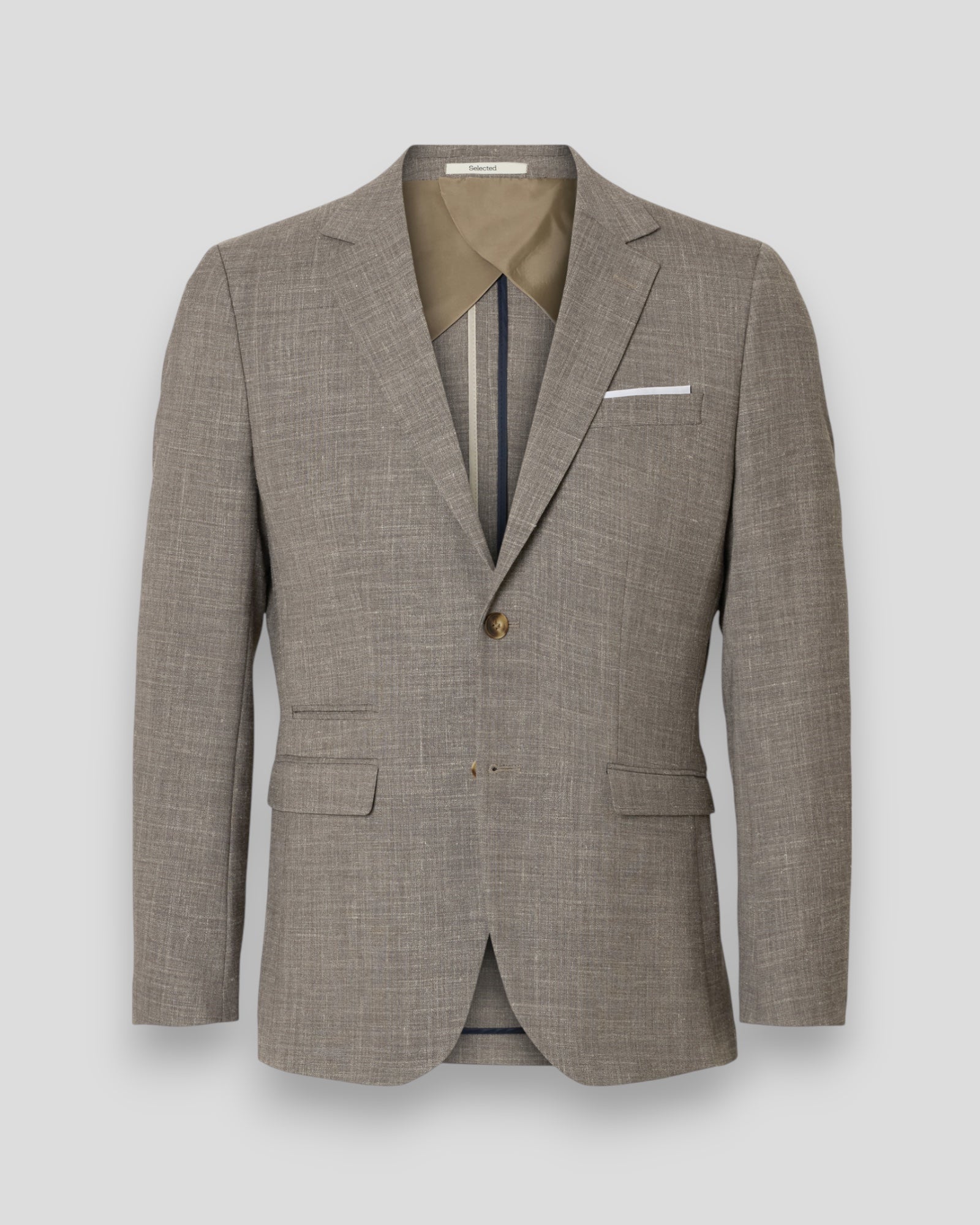 Slim Oasis Linen Blazer - Dark Sand Melange
