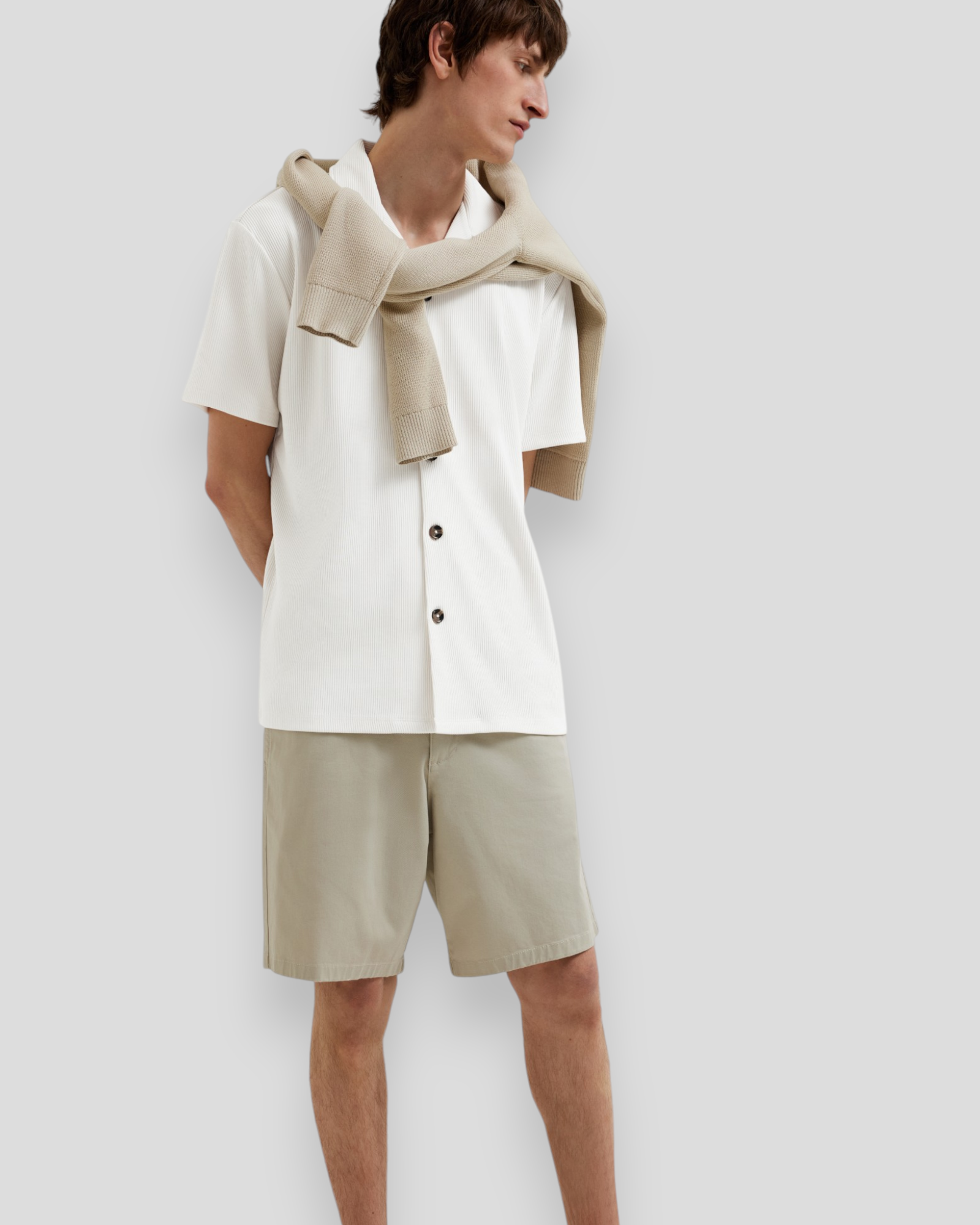 Loose Plisse Resort SS Shirt - Egret