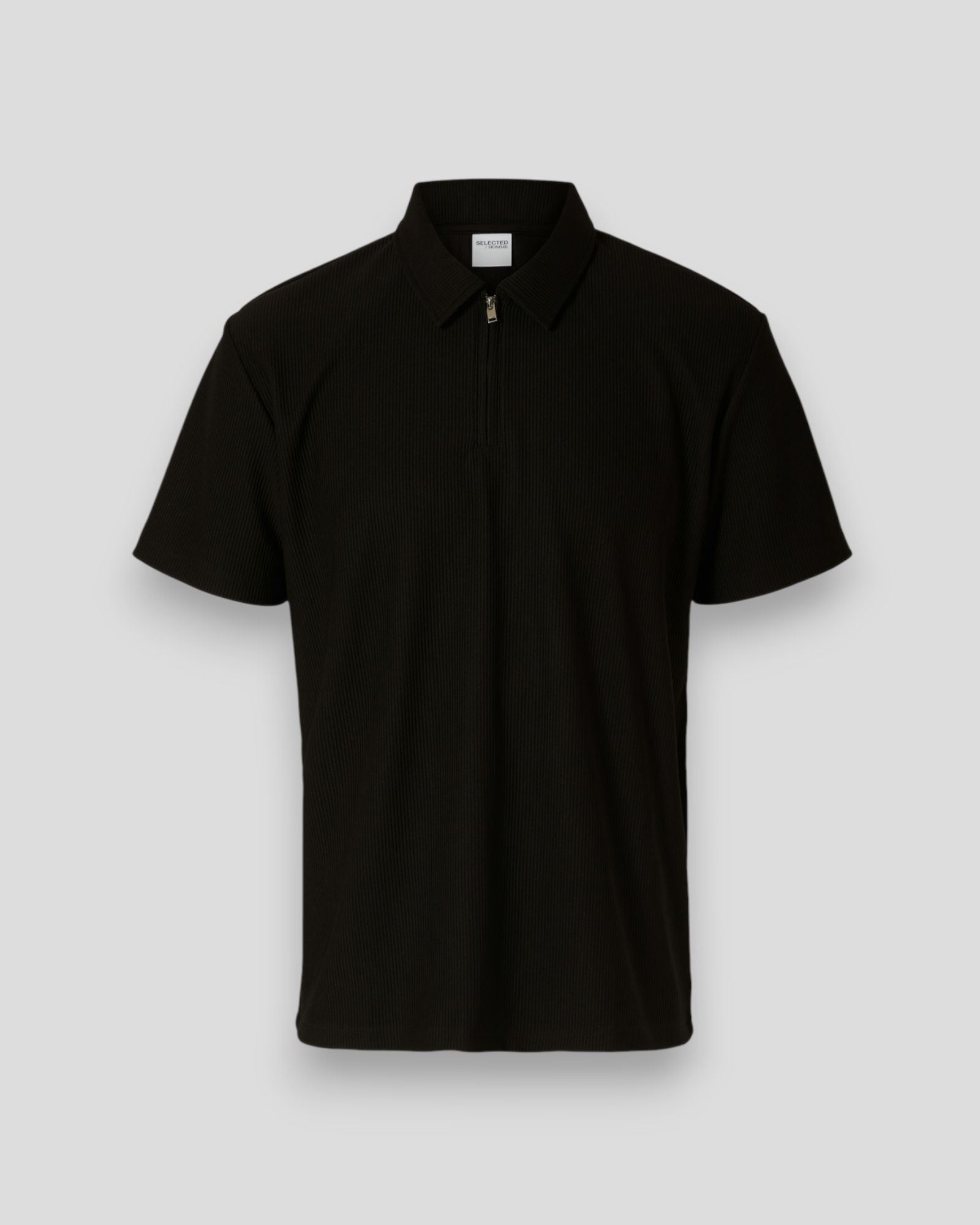 Relax Plisse Half Zip SS Polo - Black