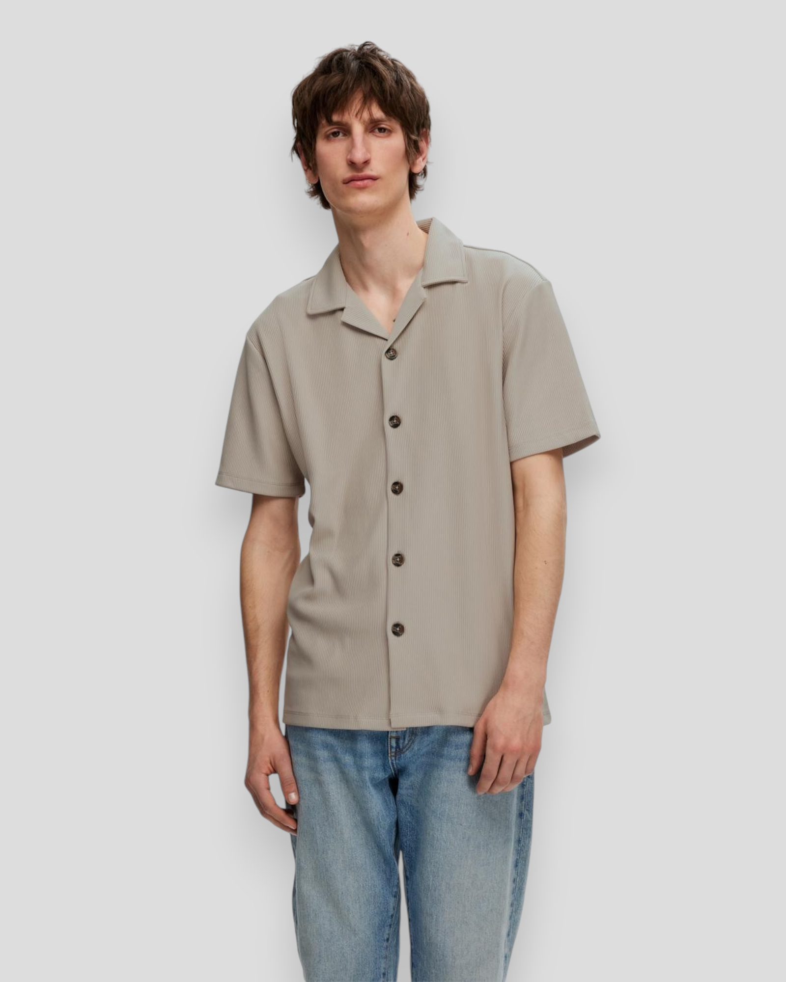 Loose Plisse Resort SS Shirt - Pure Cashmere