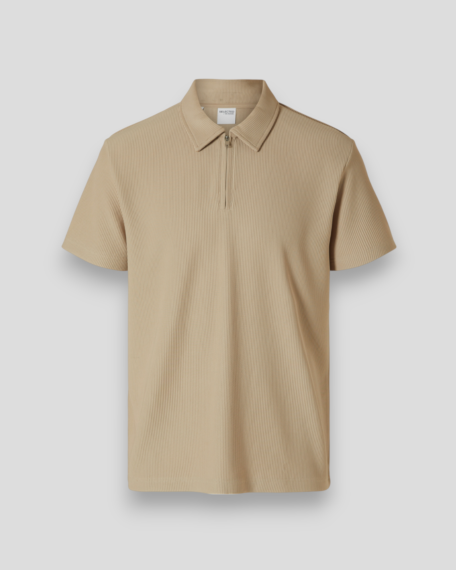 Relax Plisse Half Zip SS Polo - Pure Cashmere